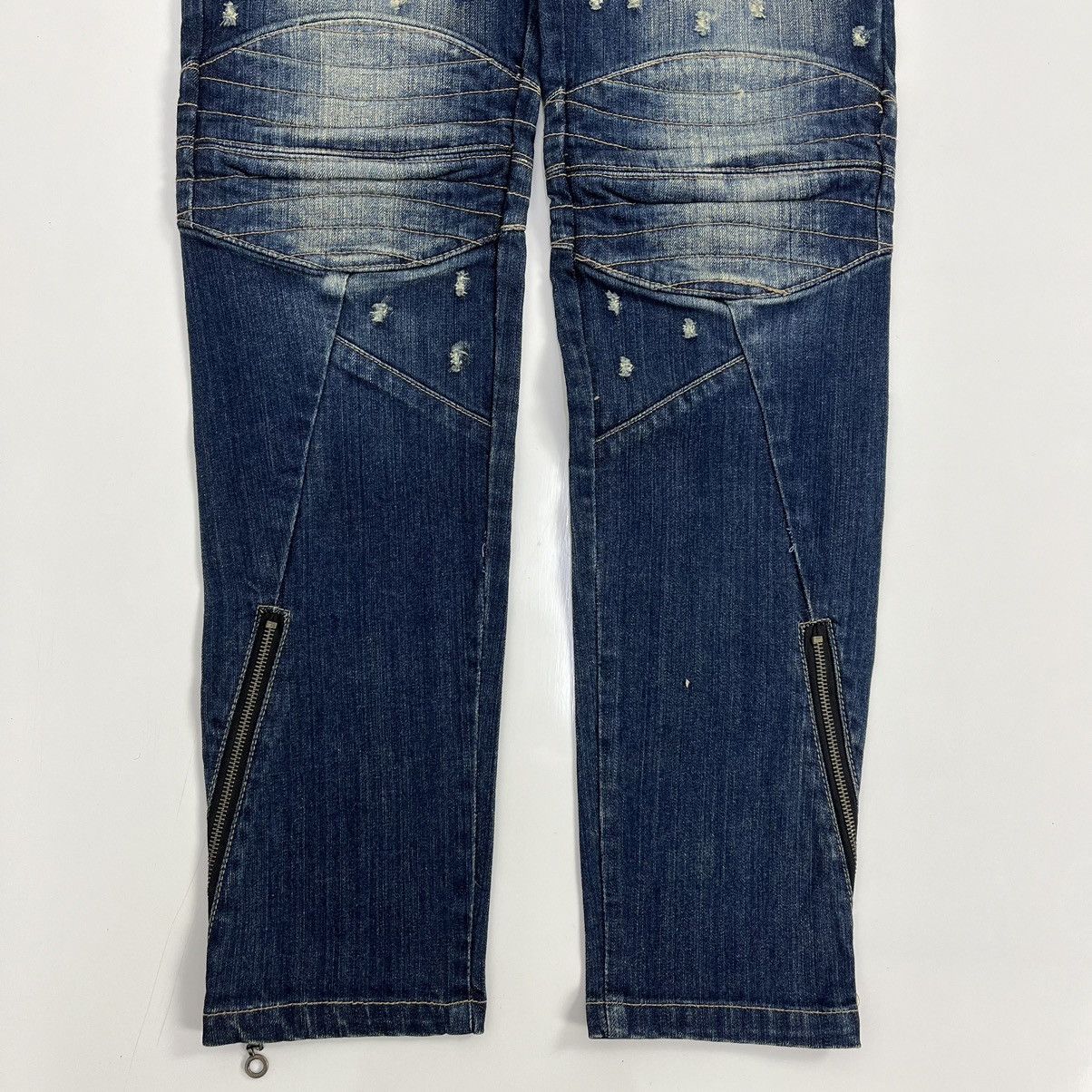Hysteric Glamour × Japanese Brand × PPFM 2000s PPFM Bikers Multi Zipper Distressed Denim Jeans Size US 34 / EU 50 - 11 Thumbnail