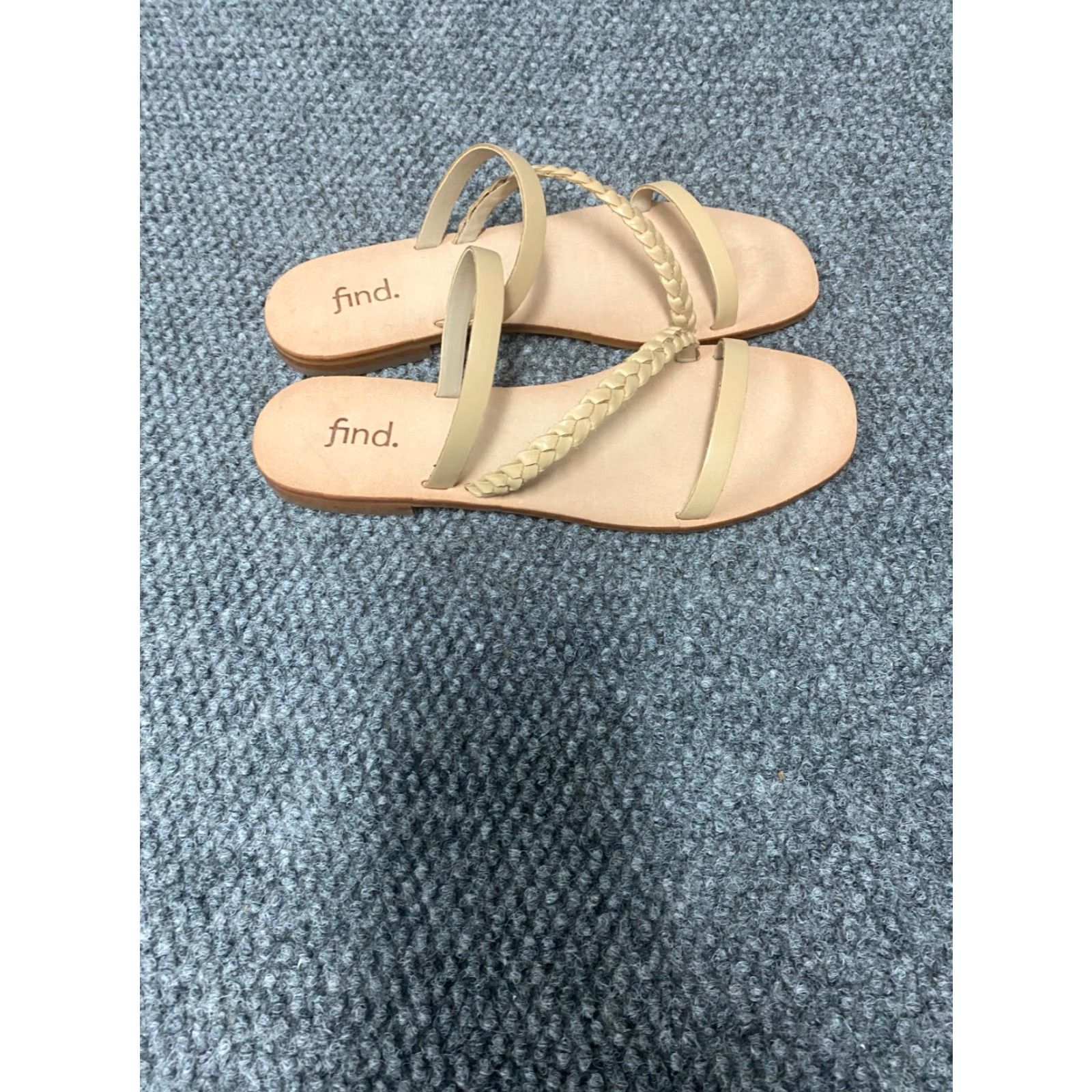 Vintage Find Womens Sandals Open Toe Slide Brown 6.5 Crocheted Breathable Fabric Upper Rubber Outsole Animal Print Pattern Velcro? Wait no. Size US 7 / IT 37 - 2 Thumbnail