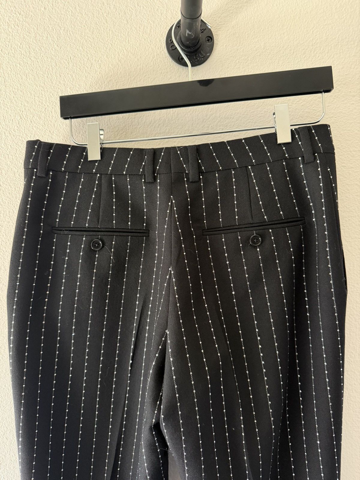Celine $2450 Crystal Embellished Pinstripe Flared Wool Pants 48 Size US 32 / EU 48 - 6 Thumbnail