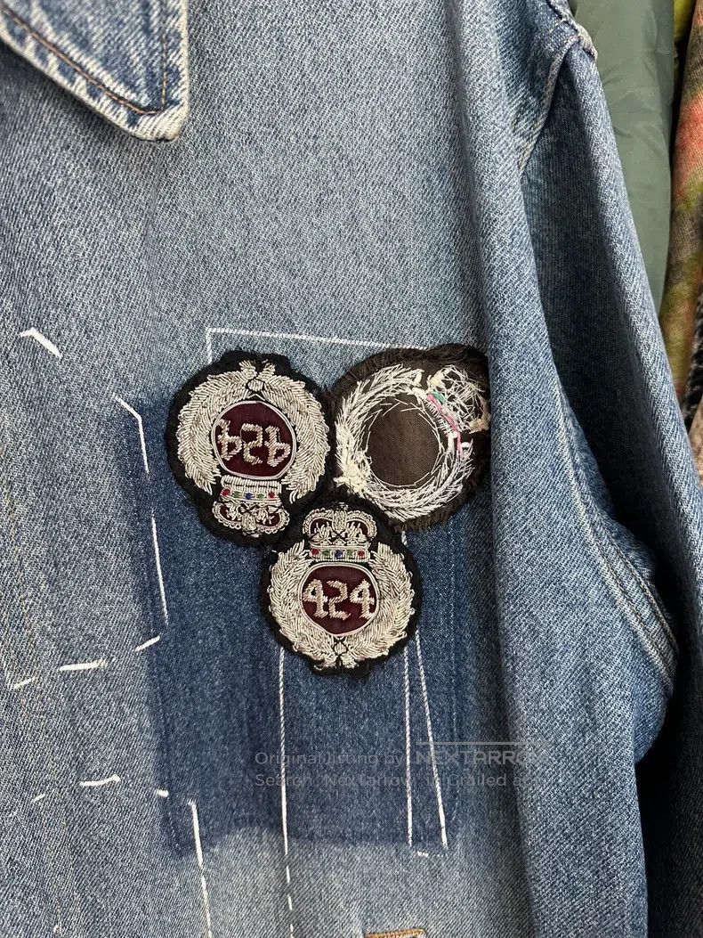 424 424 Denim Embroidered Big Coat Jacket Size US L / EU 52-54 / 3 - 2 Thumbnail