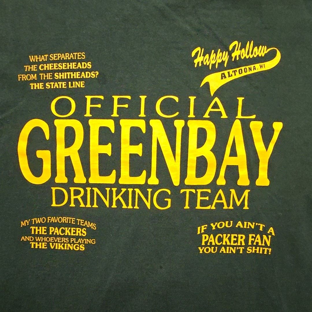 Gildan Vintage Green Bay Packers Drinking Team Tee Green Shirt M Size US M / EU 48-50 / 2 - 2 Thumbnail
