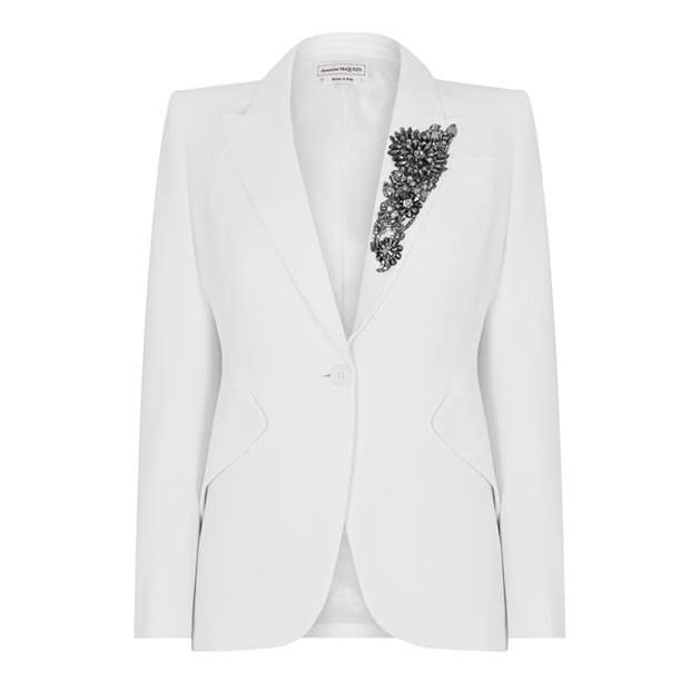 Alexander McQueen o1g2r1mq0824 Victorian Jewel Single Breasted Blazers White Size XXS / US 00 / IT 34 - 1 Thumbnail