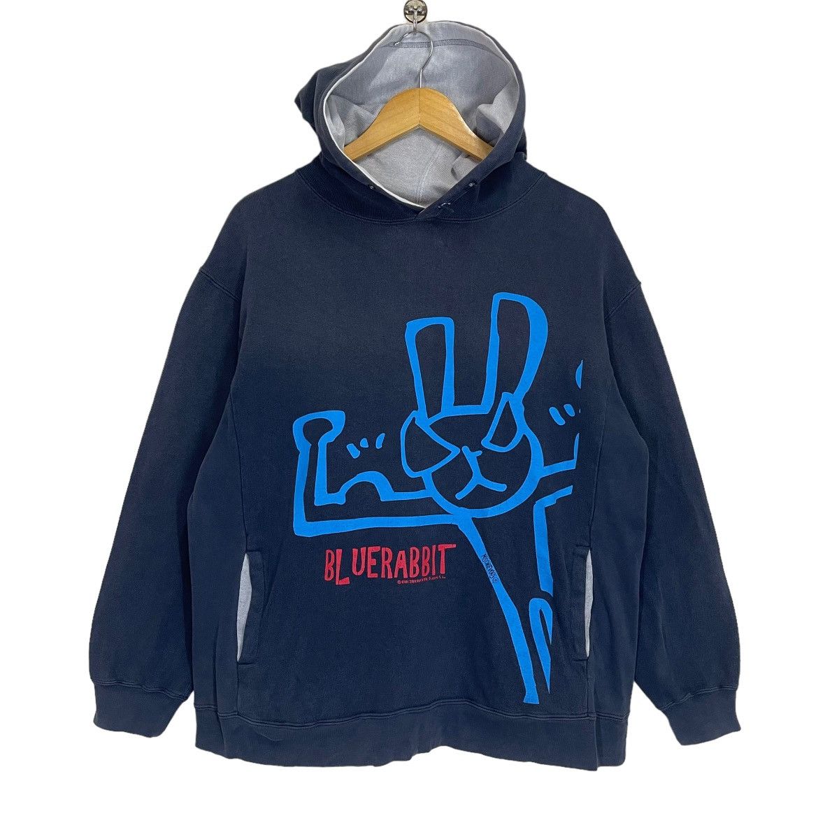 Other Vintage 90s Mischievous Blue Rabbit Big Logo Hoodies Size US L / EU 52-54 / 3 - 1 Thumbnail