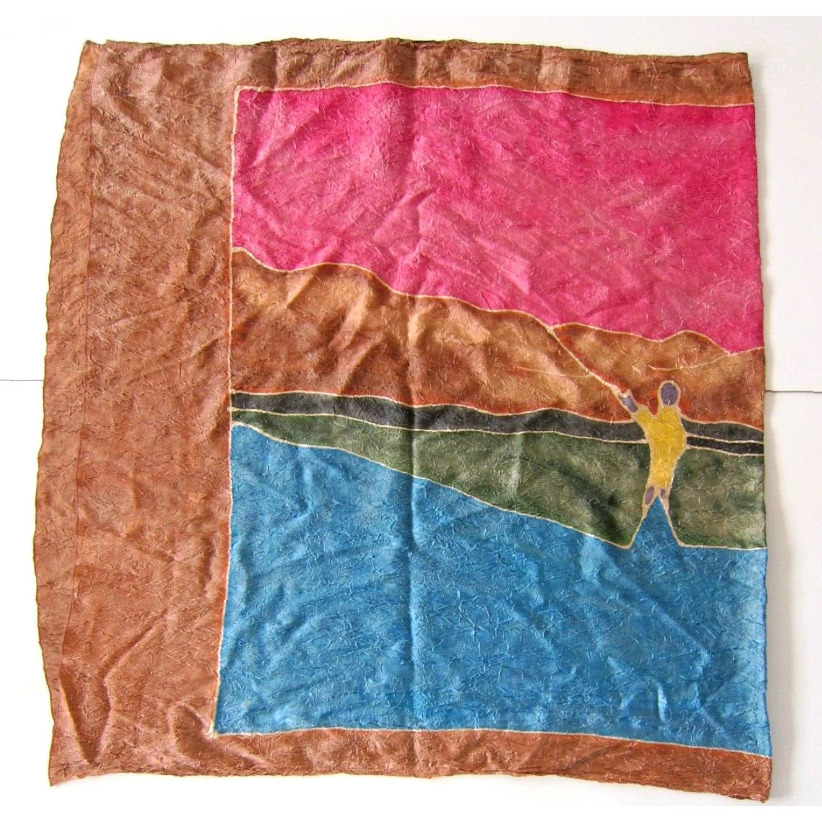 Vintage VINTAGE Planet Surf Hawaii Indonesia Pink Blue Brown Sun Beach Sarong Unisex 42" X 71" Polyester Made in Indonesia" Size ONE SIZE - 7 Thumbnail