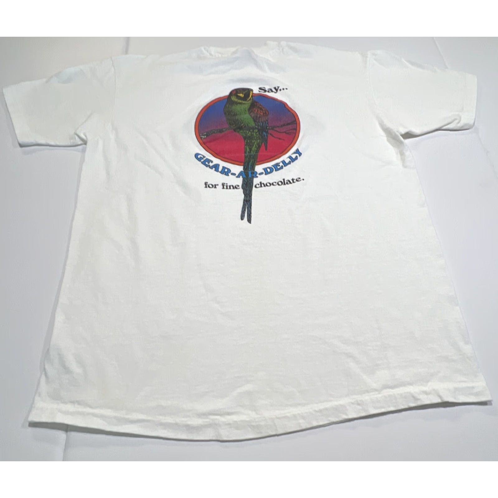Hanes VINTAGE Hanes Ghirardelli Graphic Tee XL White 90s Fine Chocolate San Francisco Mens Unisex Size US XL / EU 56 / 4 - 4 Thumbnail