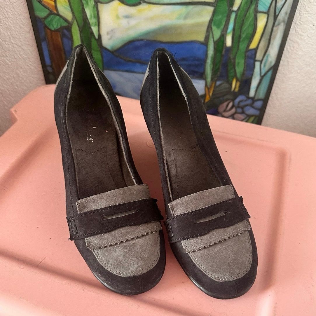 Other no brand black and gray wedge platform loafer heels shoes Size US 8 / IT 38 - 2 Thumbnail