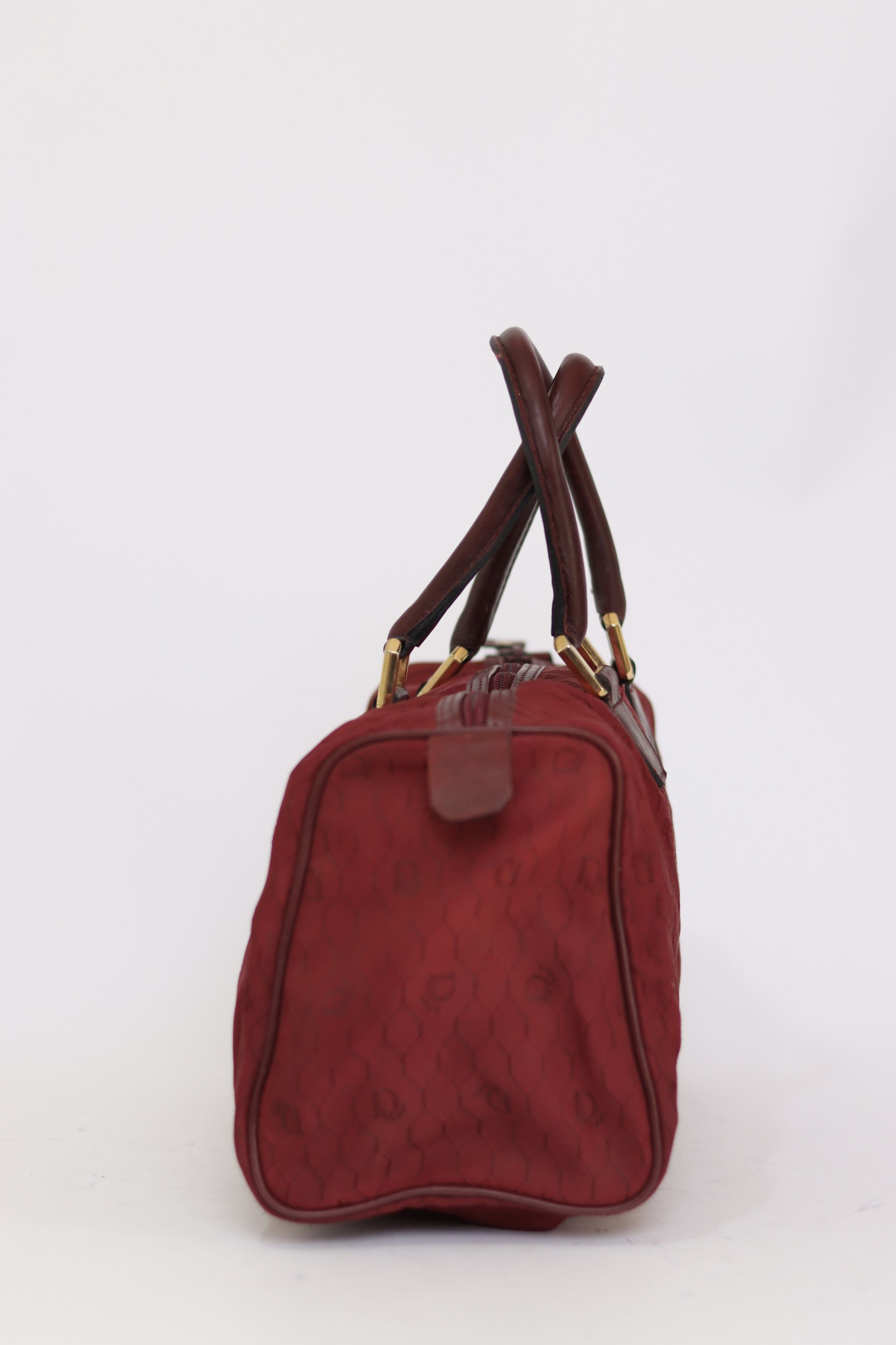 Dior × Vintage Christian Dior Bagages Burgundy Logo Canvas Boston Bag Size ONE SIZE - 4 Thumbnail