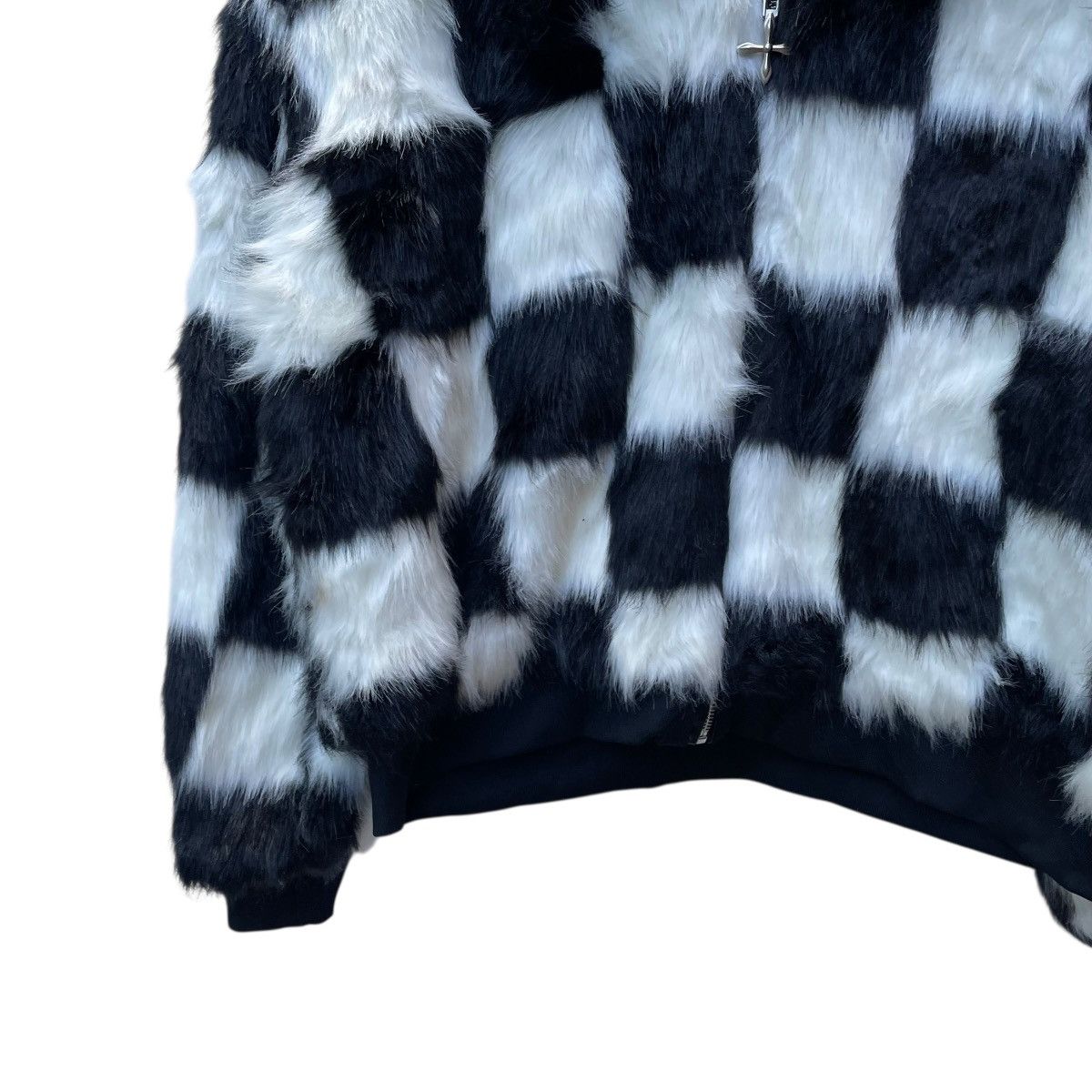 MR & MRS ITALY × Sagafurs × Vintage 💥Vintage CBVFM Faux Fur Black And White Checked Jacket Size M / US 6-8 / IT 42-44 - 4 Thumbnail
