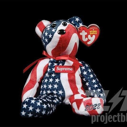 Designer FW22 Supreme Ty Beanie Baby Plush Multicolor FLAG USA 2022 Size ONE SIZE - 1 Thumbnail