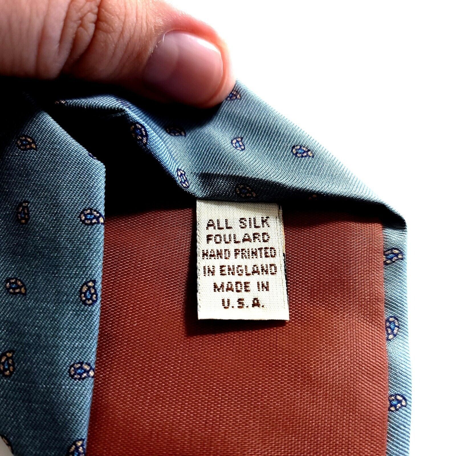 Bert Pulitzer Bert Pulitzer USA Paisley Print Blue Short Skinny Silk Tie Size ONE SIZE - 4 Thumbnail
