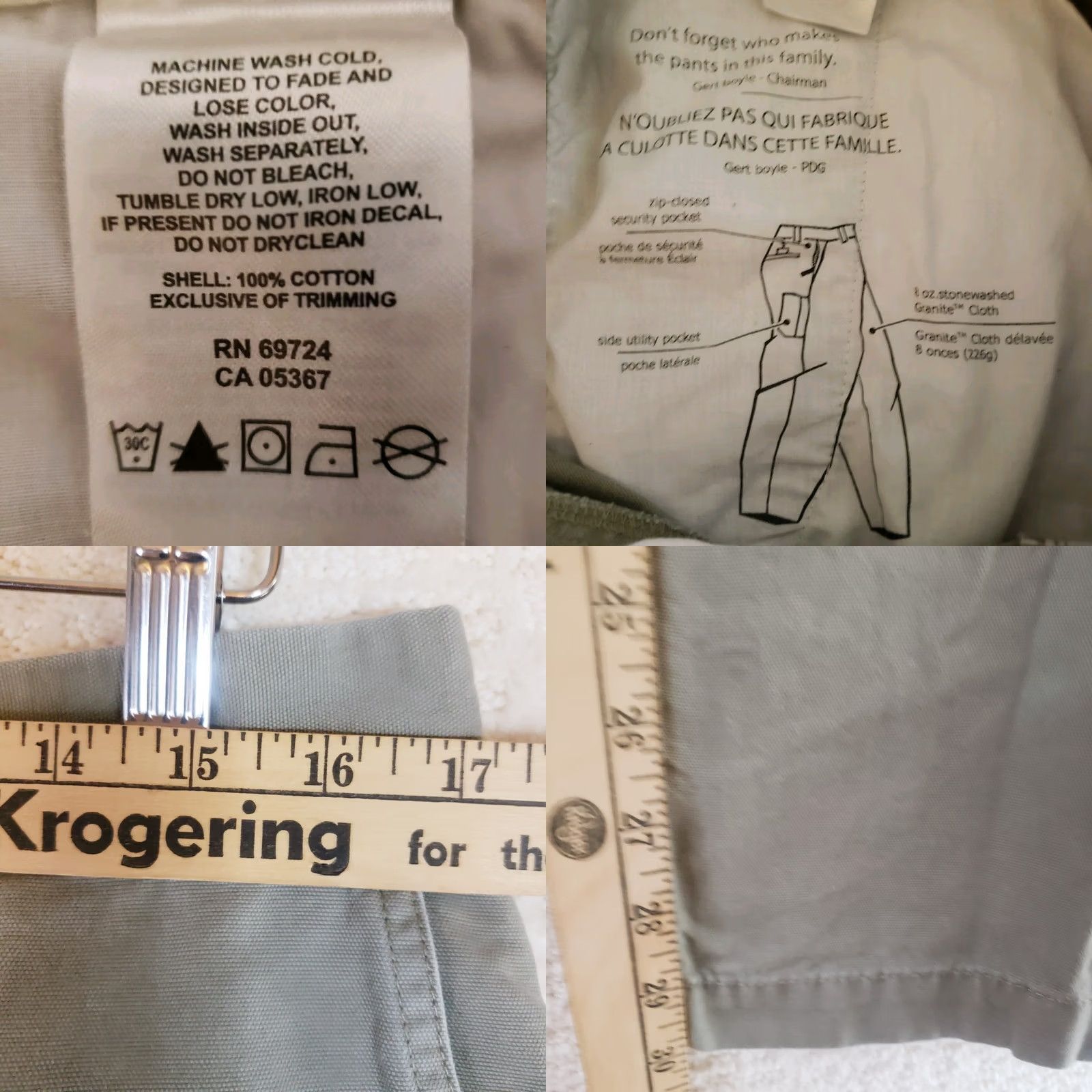 Vintage Columbia Granite Cloth Outdoor Work Utility Pants Mens 34X30 Grayish Green Stone? Size US 34 / EU 50 - 10 Thumbnail