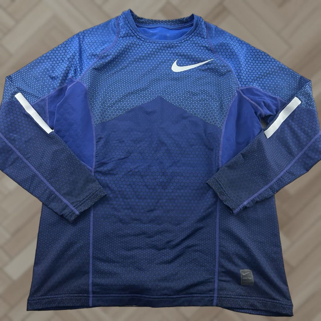Nike Nike Pro Hyperwarm Fitted Athletic Shirt Men's XL Blue Size US XL / EU 56 / 4 - 1 Thumbnail