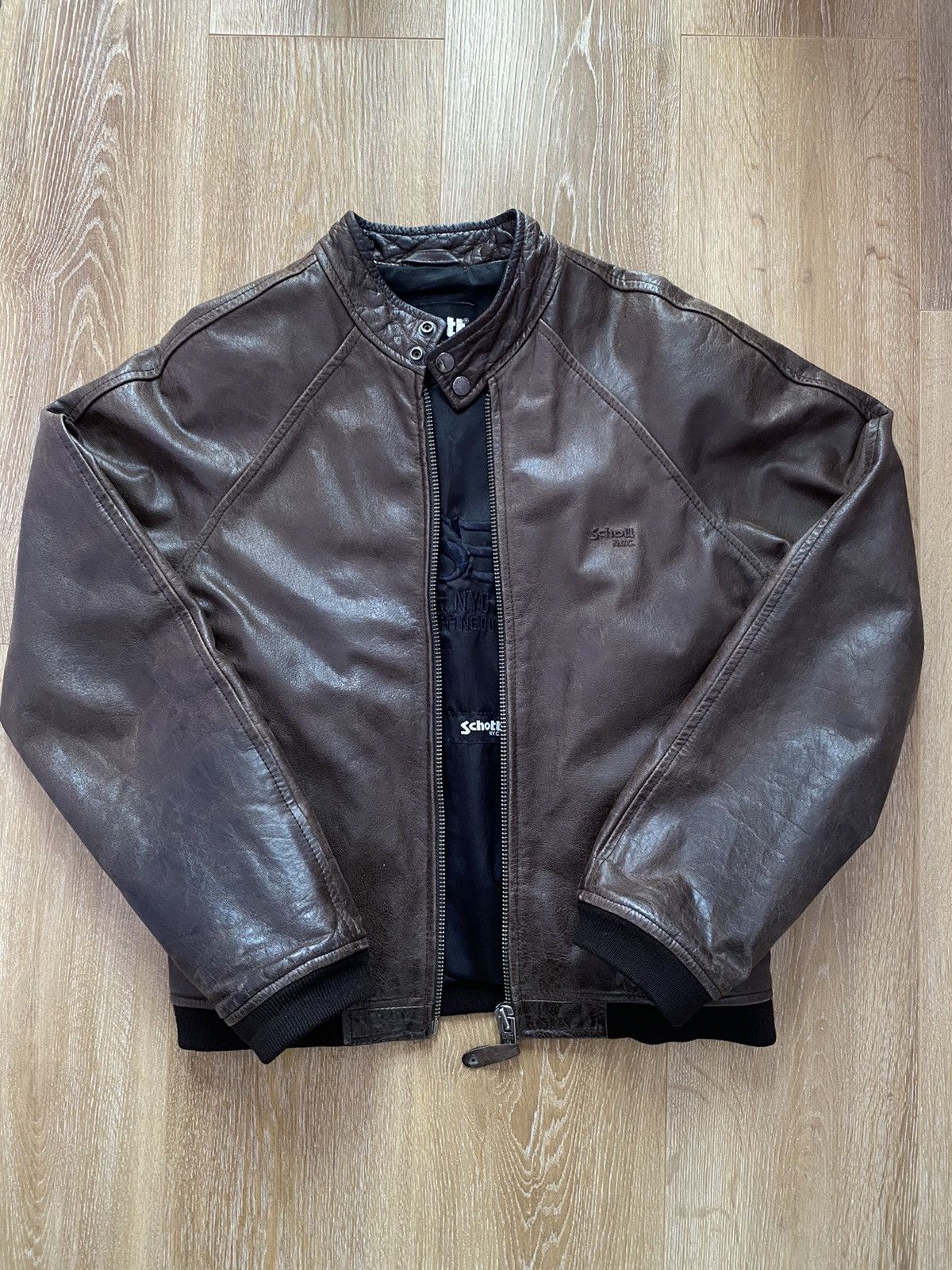 image of Archival Clothing x Genuine Leather Vintage Schott Nyc Brown Buffalo Leather Moto Jacket Archive (S