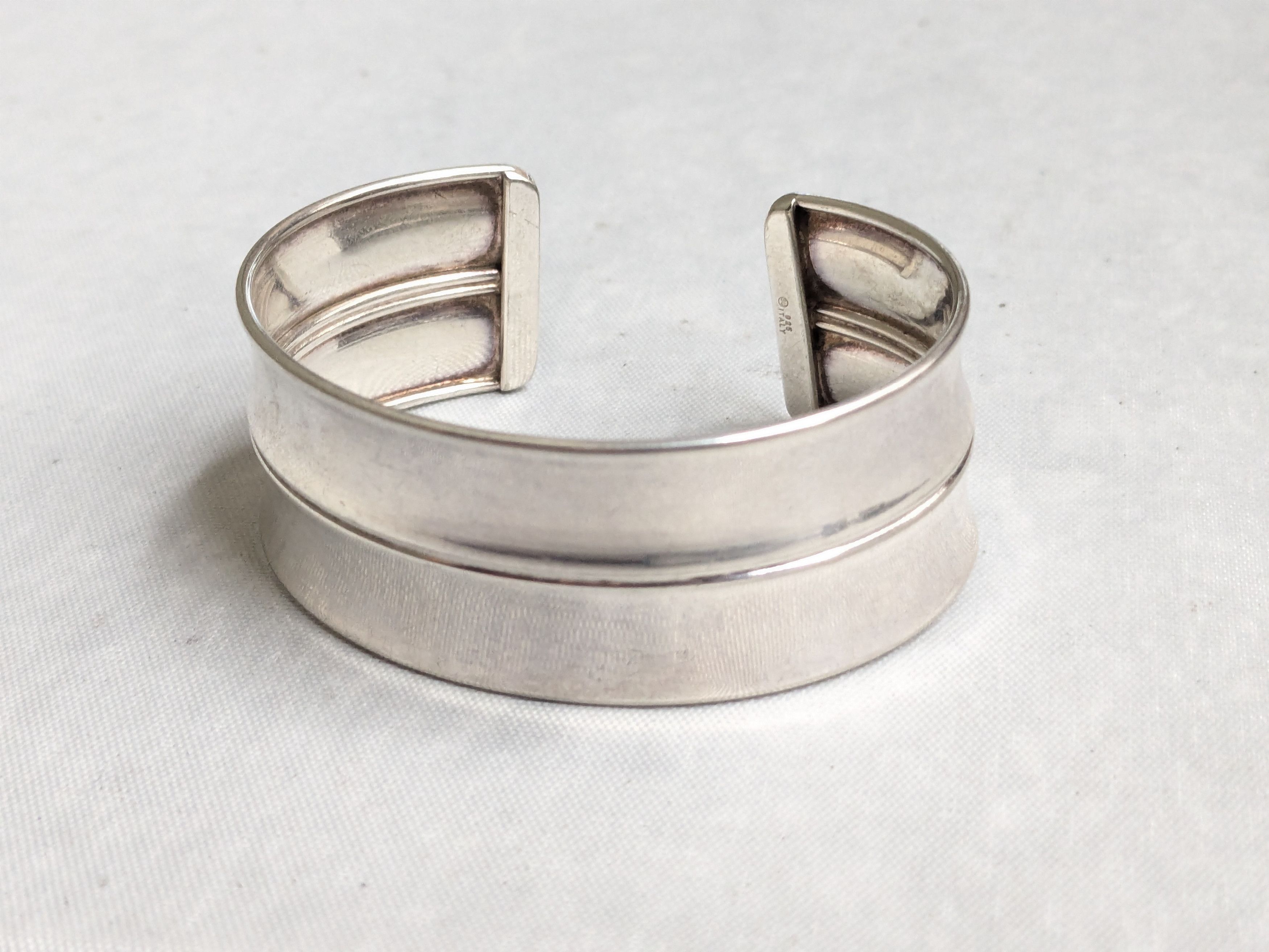 Jewelry Vintage Sterling Silver Cuff Bracelet 6" Italy Size ONE SIZE - 3 Thumbnail