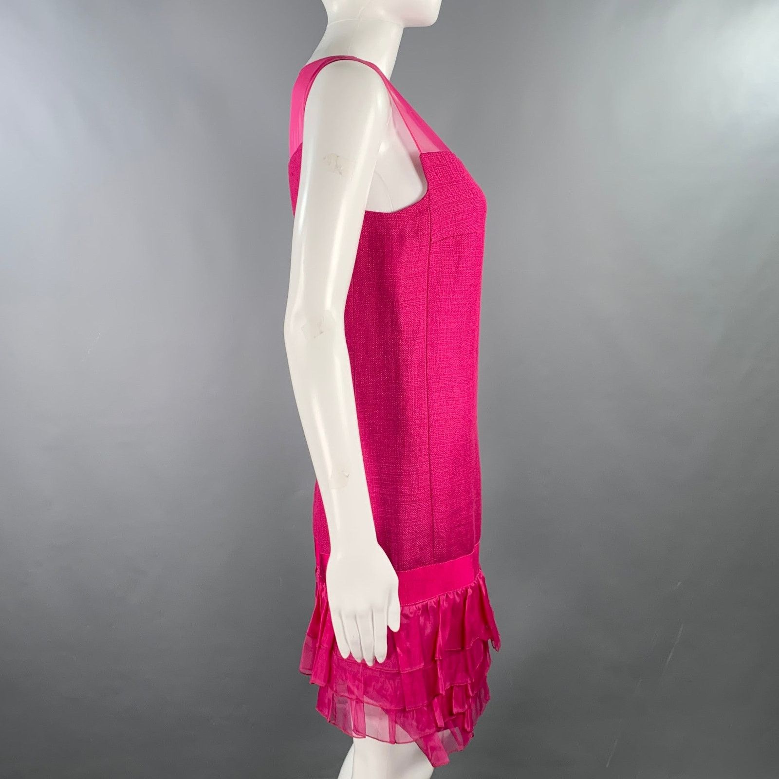 Giambattista Valli GIAMBATTISTA VALLI Raspberry Linen Woven Sleeveless Dress Size XXS / US 00 / IT 34 - 2 Thumbnail