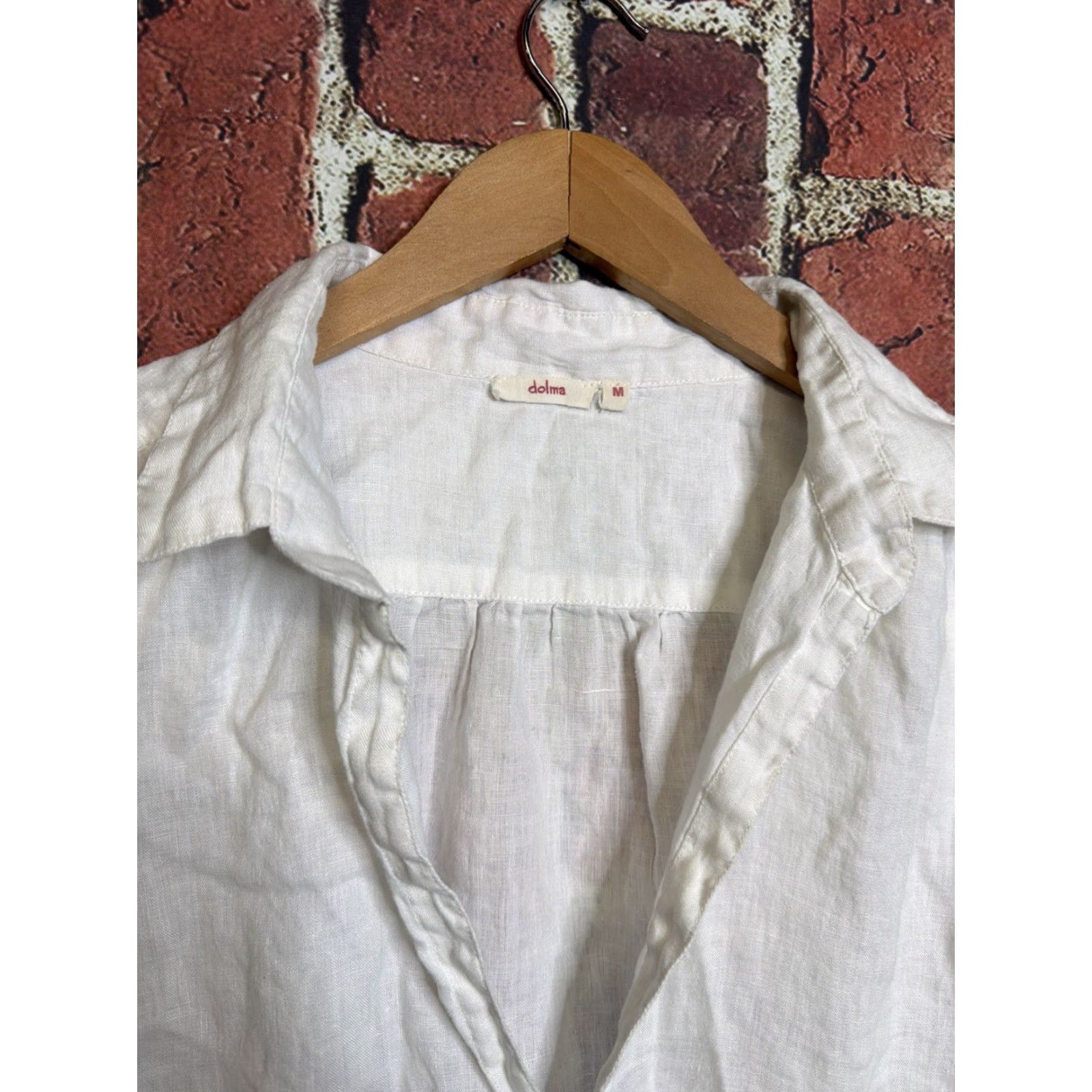 Vintage Rosemarine Blouse Womens Medium White Linen 100% Linen Made in Italy Tunic V-Neck Button Long Sleeve Bohemian Minimalist Beach Boho Italian. Size M / US 6-8 / IT 42-44 - 2 Thumbnail