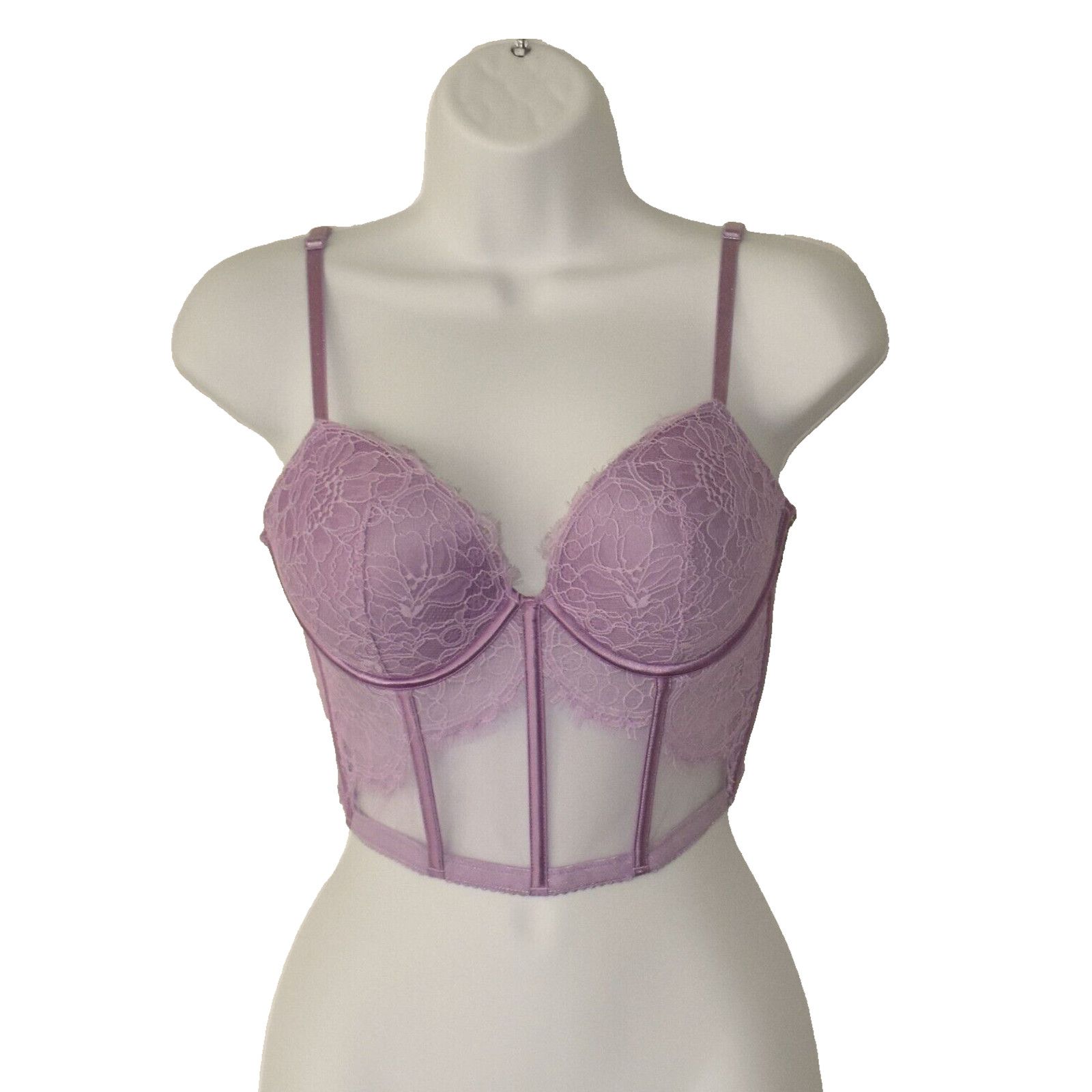 Victoria's Secret NWT VICTORIAS SECRET Lilac Floral Lace Corset Bra Size 34C Size ONE SIZE - 1 Thumbnail
