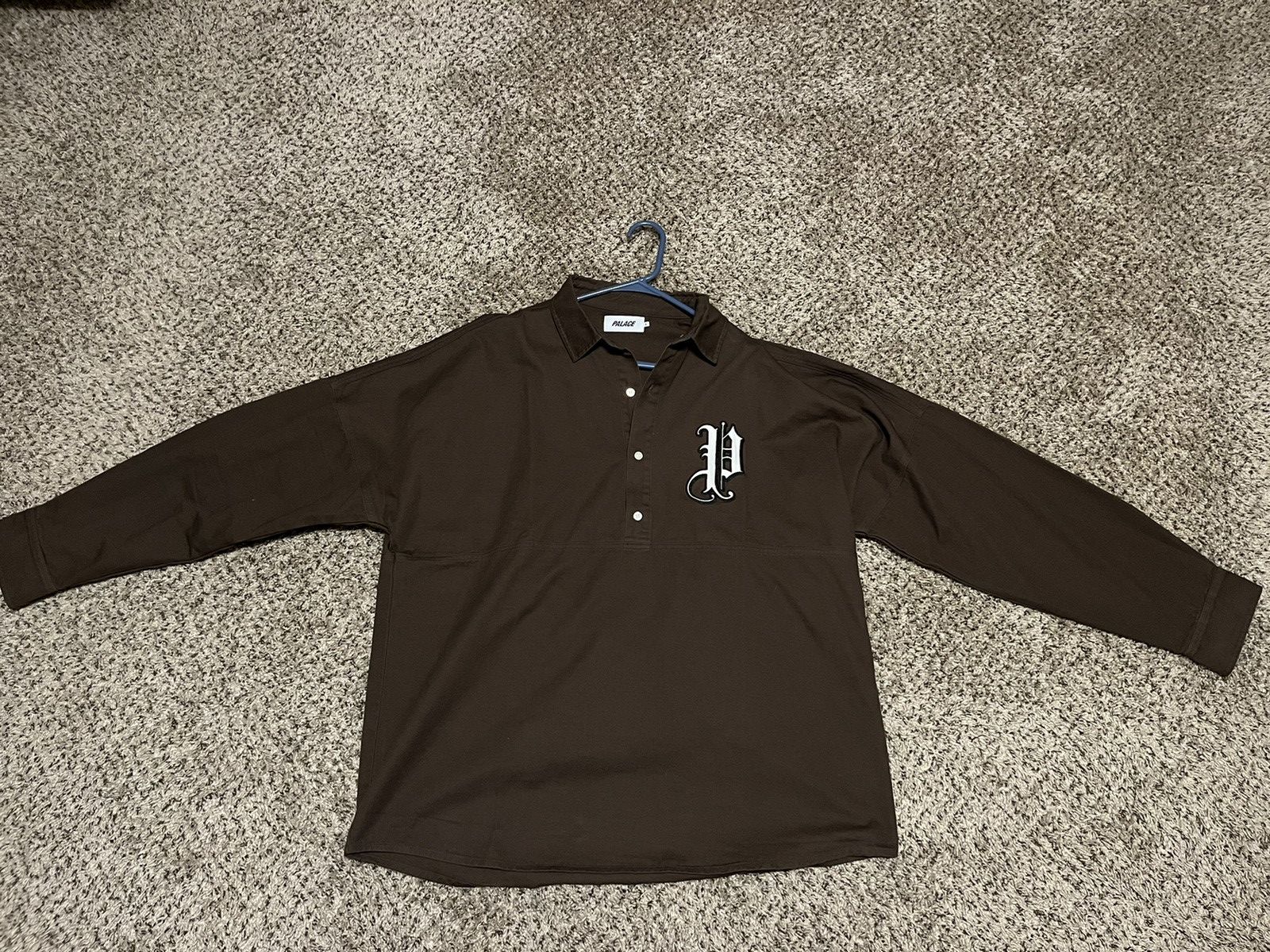 image of Palace Half Button Up Shirt in Brown, Men's (Size XL)