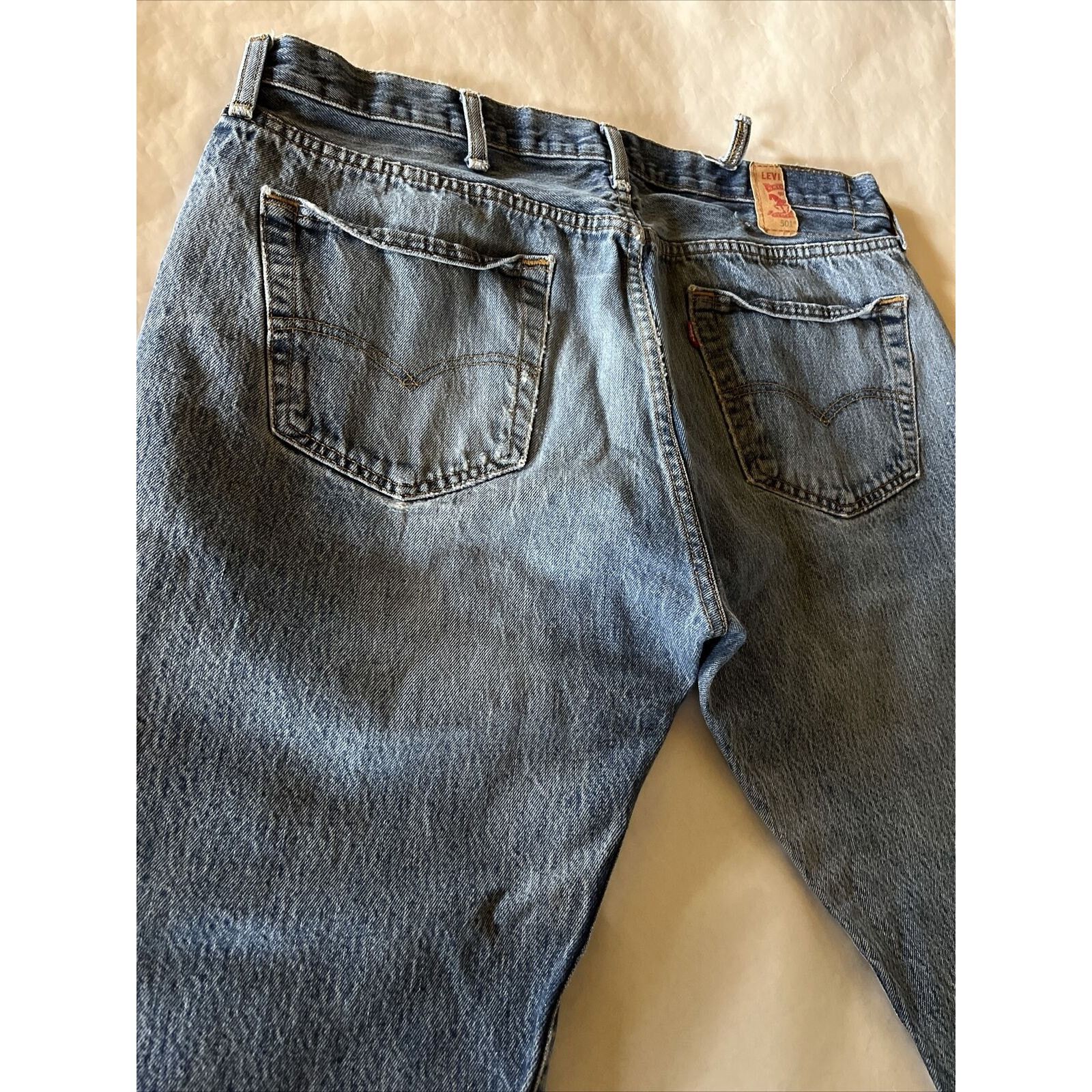 Levi's Levis 501 Jeans 38x30 Blue Denim Button Med Wash Distressed Size US 38 / EU 54 - 17 Thumbnail