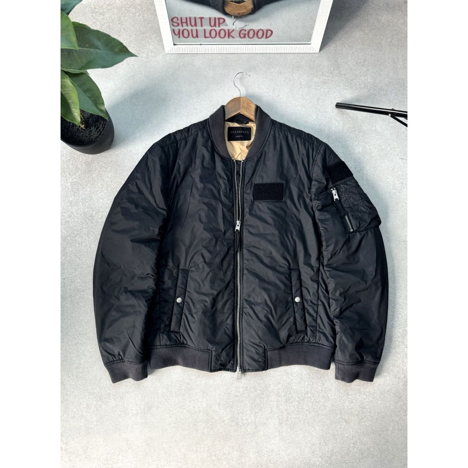 Allsaints VINTAGE AllSaints Bomber Jacket Navy Blue Nylon Reversible Men M Size Dark Blue 90s Army Streetwear USA Massimo Osti Archive Pockets Size US M / EU 48-50 / 2 - 2 Thumbnail