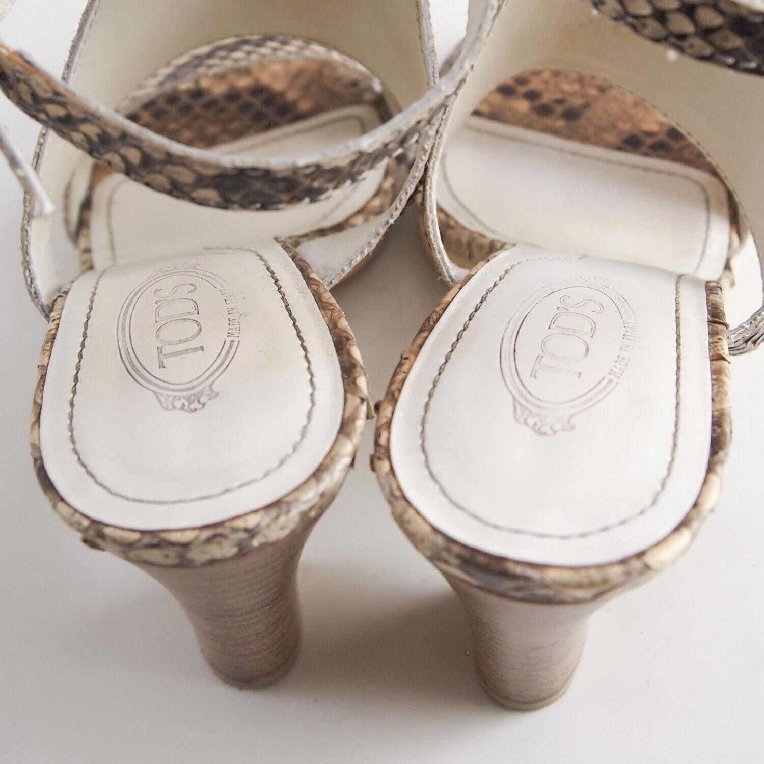 Tod's TODs Strappy Sandals Brown Python Snakeskin US 6 EU 36 Size US 6 / IT 36 - 6 Thumbnail