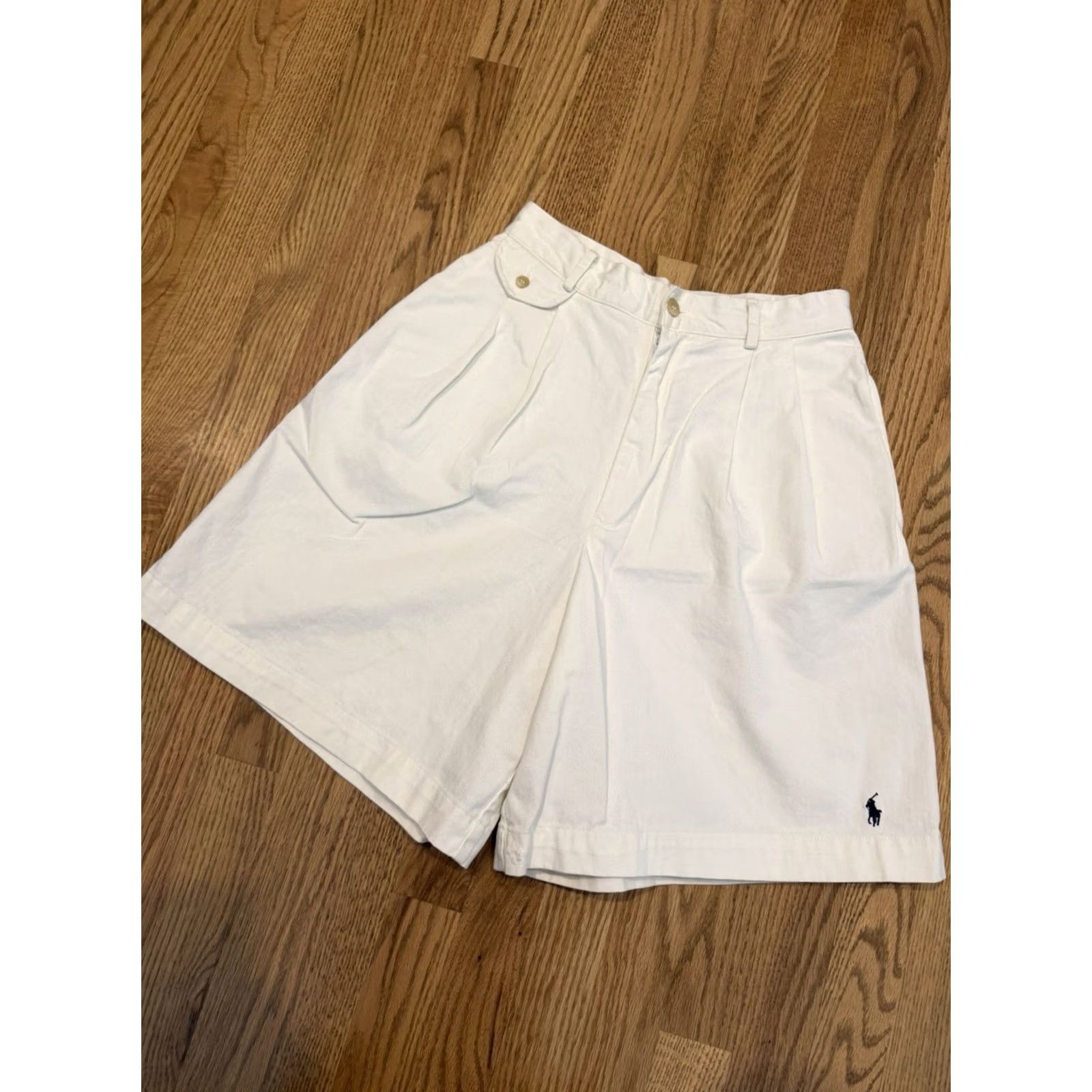 Polo Ralph Lauren VINTAGE Ralph Lauren Shorts Women’s 6 Chino High Rise Pleated Baggy White 90s USA Classic Preppy Cotton Polo Ralph Lauren Womens Size 28" / US 6 / IT 42 - 3 Thumbnail