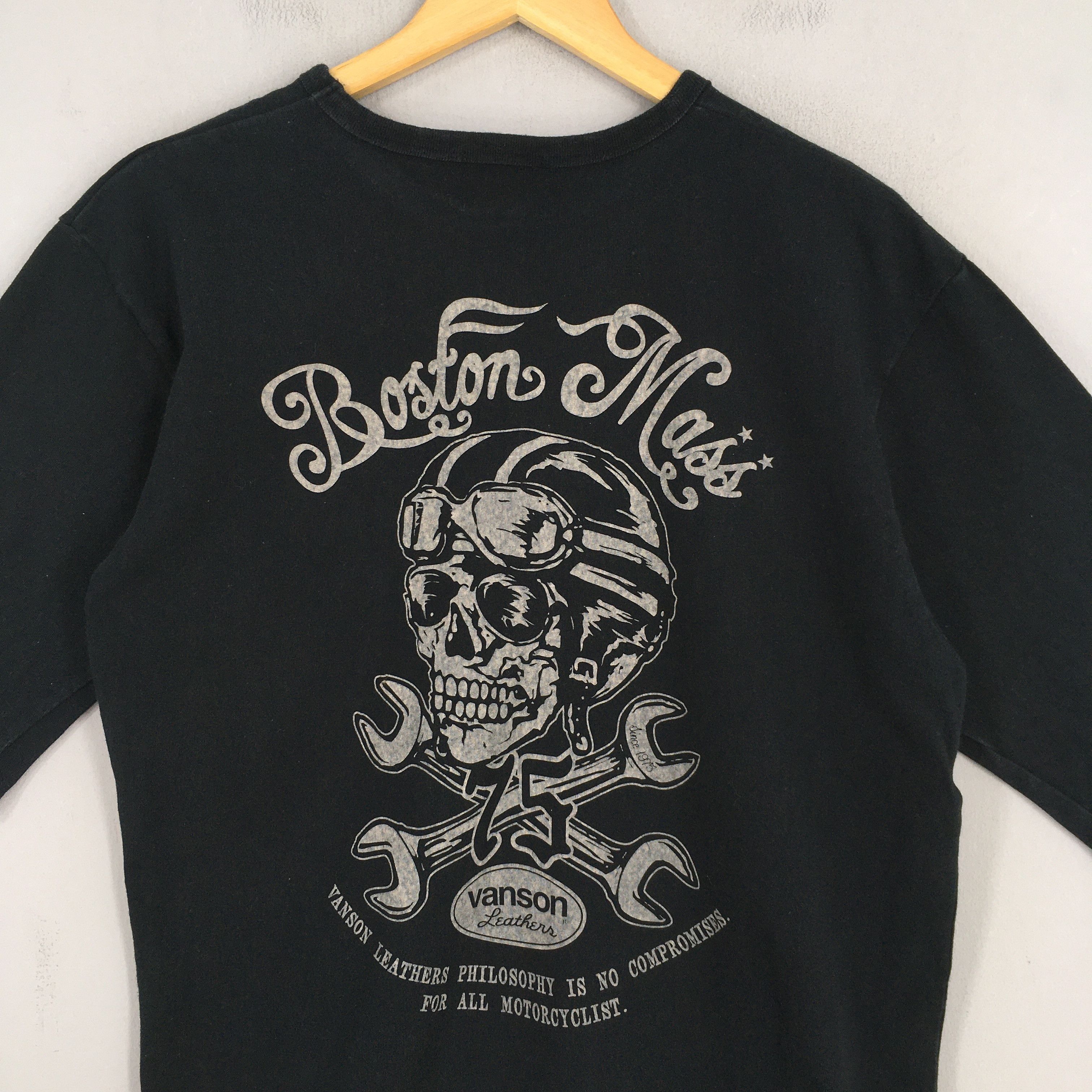 Vanson Leathers 90's Vanson Leather Skull Motorcycles Biker Black T shirt Size US M / EU 48-50 / 2 - 2 Thumbnail