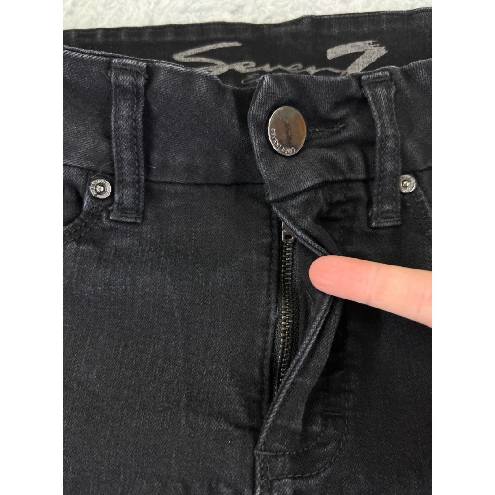 Vintage Seven7 Jeans Women's 8 Black Denim Skinny Mid Rise 29x28 Distressed Regular Fit Size 30" / US 8 / IT 44 - 5 Thumbnail