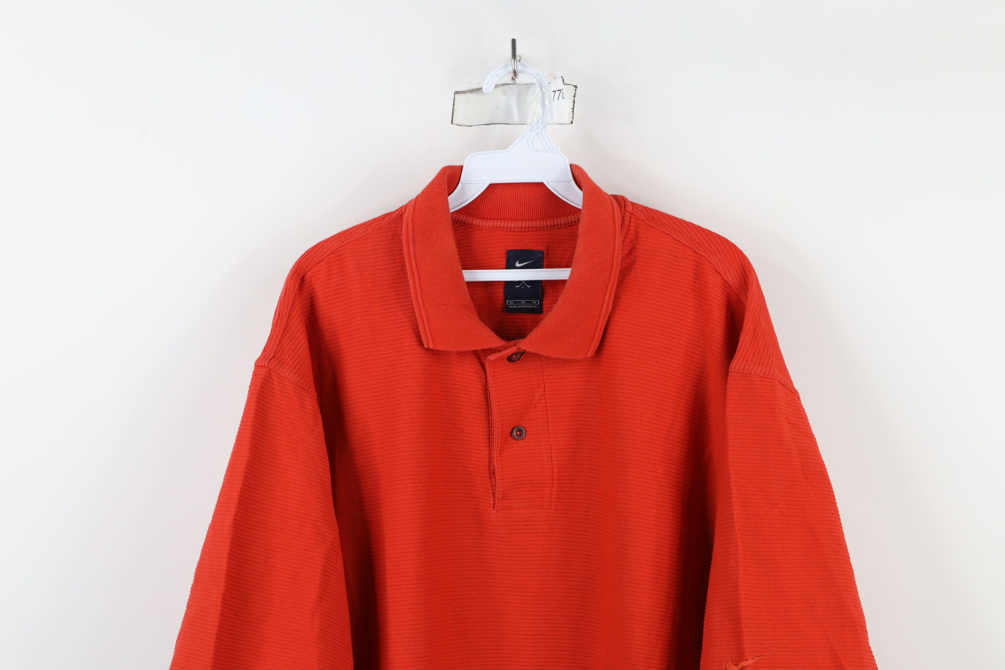 Nike × Vintage Vintage Nike Golf Knit Travis Scott Mini Swoosh Polo Orange Size US XL / EU 56 / 4 - 2 Thumbnail