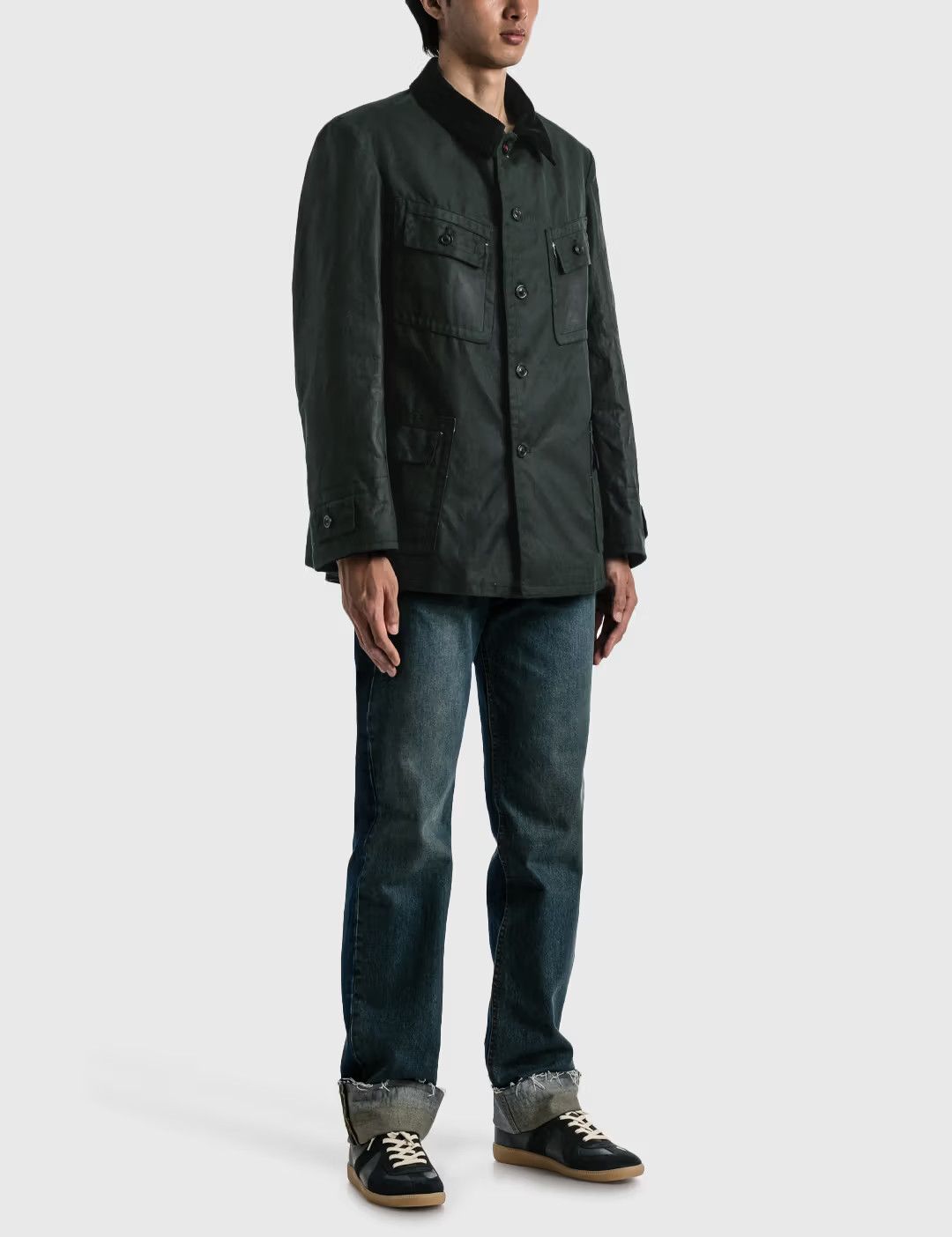 Maison Margiela o1w1db10525 Waxed Cotton Worker Jacket in Dark Green Size US XL / EU 56 / 4 - 5 Thumbnail