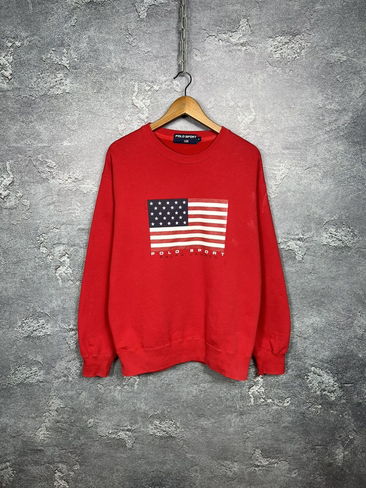 Vintage Polo Ralph Lauren Sport USA Flag Logo Sweatshirt