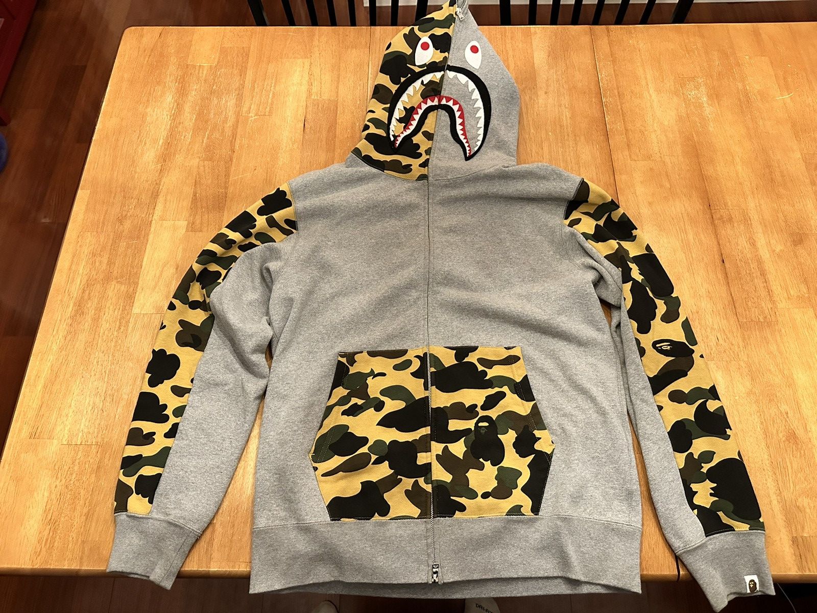 Bape grey camo shark hoodie deals