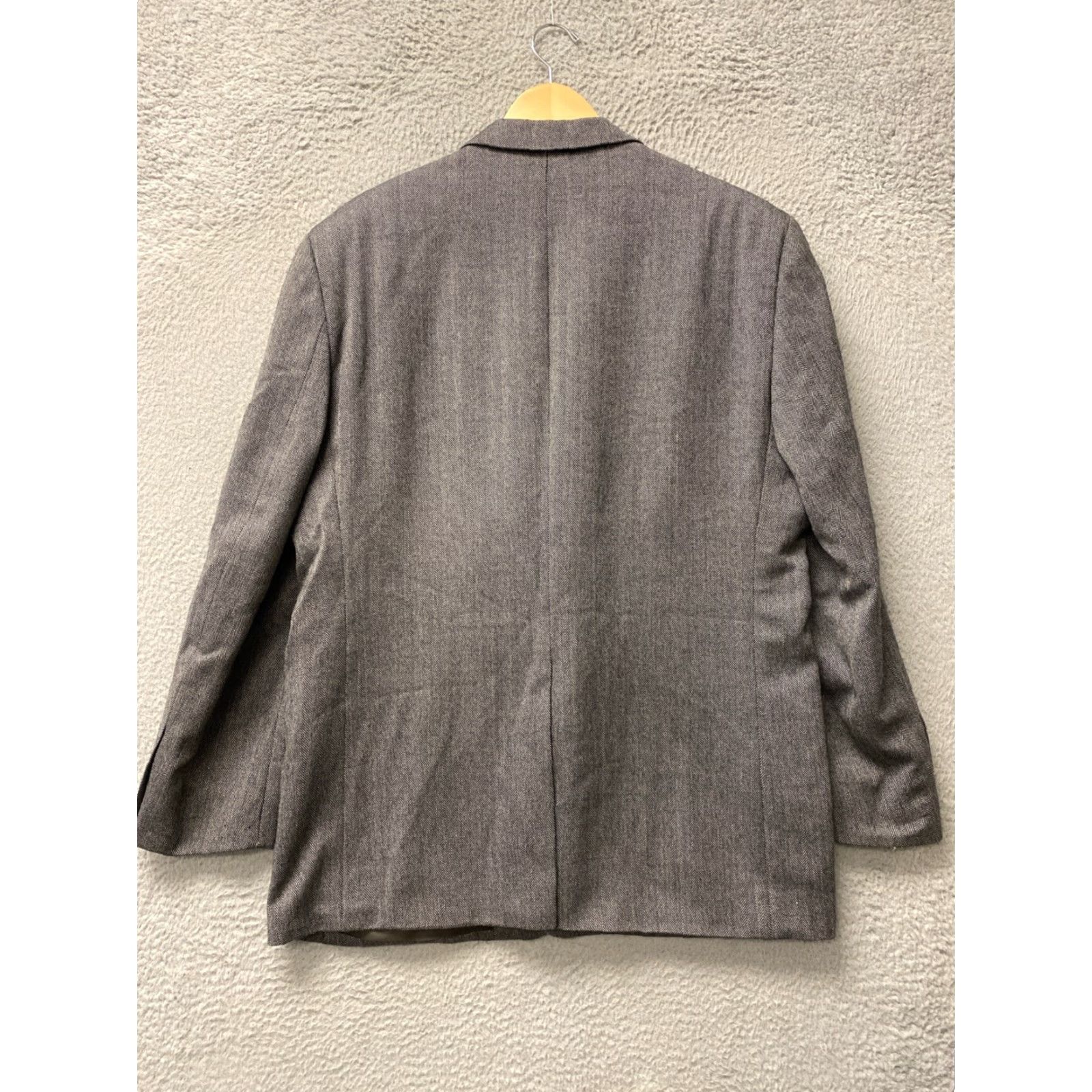 Joseph VINTAGE Joseph & Feiss Gray Wool Blazer Men 44 Regular Herringbone Single-Breasted Suit Jacket Size 44R - 5 Thumbnail