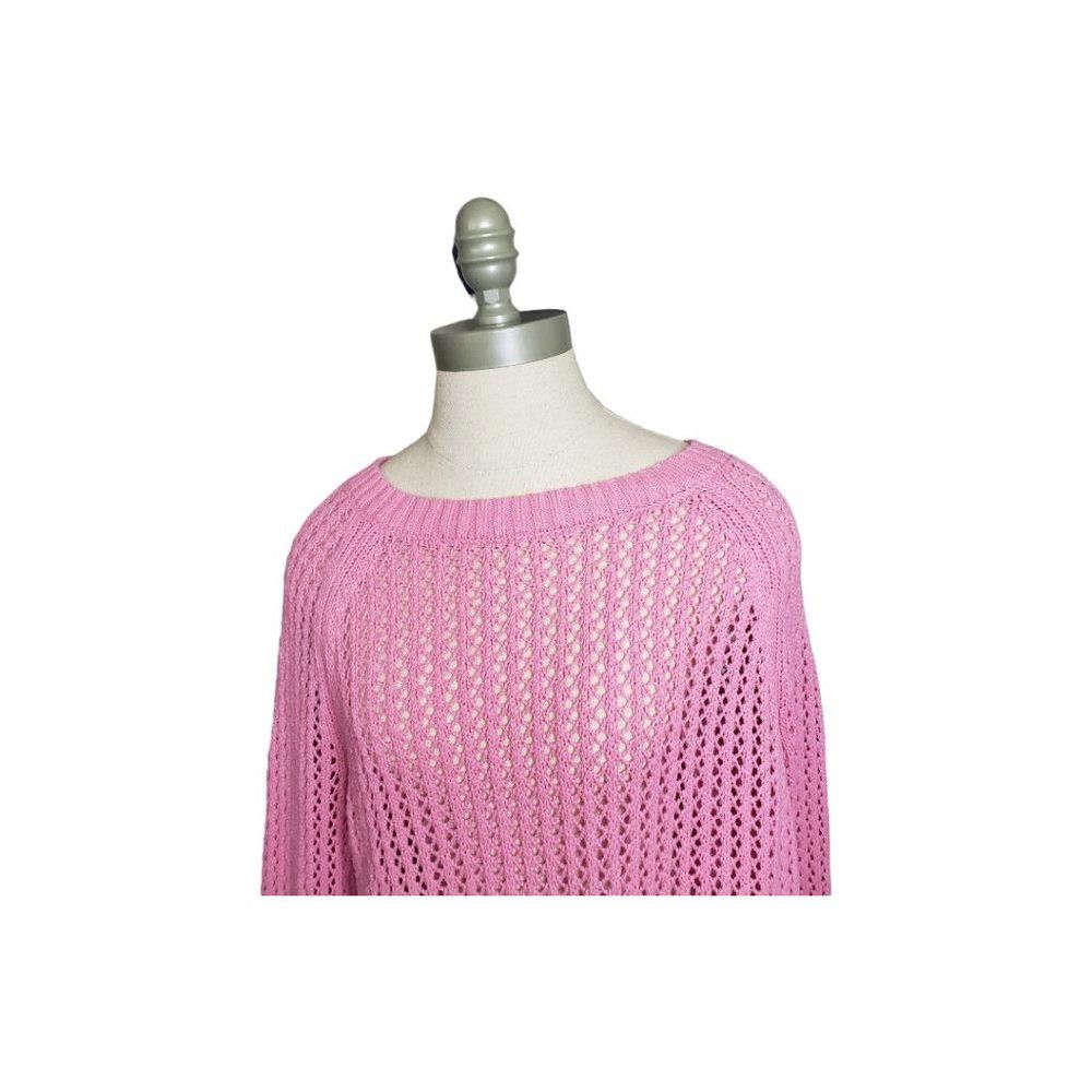 Designer CT858 Talbots Ladies Crew Neck Pink Cable Knit Sweater L Size L / US 10 / IT 46 - 2 Thumbnail