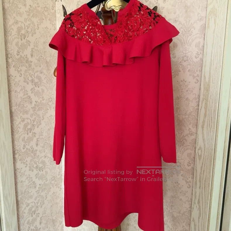Valentino Valentino Red lotus leaf dress Size L / US 10 / IT 46 - 3 Thumbnail