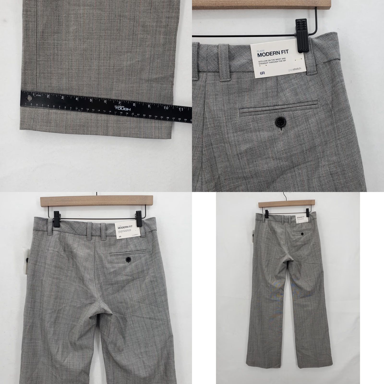 Gap VINTAGE Gap Pants Womens 6 Gray Herringbone Modern Fit Flare GapStretch NWT Dress Pants Workwear 2000s Size 28" / US 6 / IT 42 - 9 Thumbnail