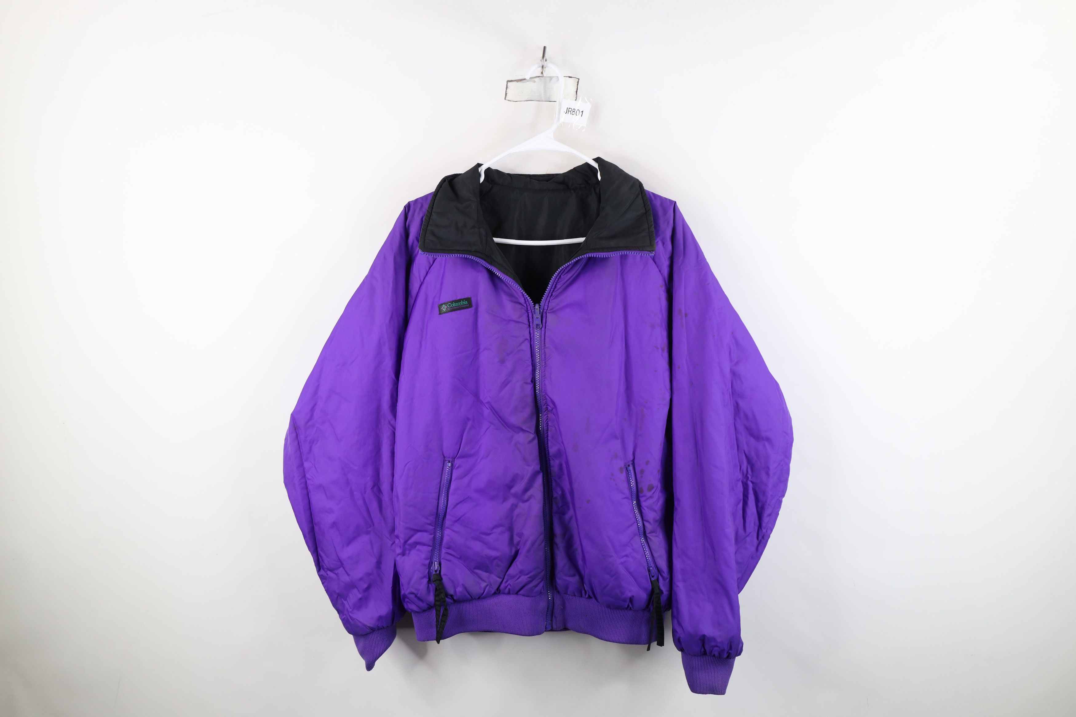 Columbia Vintage 90s Columbia Reversible Bomber Jacket Black Purple Size US L / EU 52-54 / 3 - 12 Thumbnail