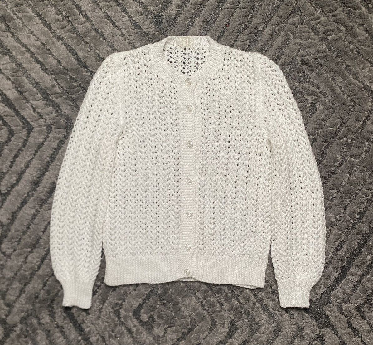 Vintage Vintage White Basic sweater Cardigan thin, transparent lace Size S / US 4 / IT 40 - 1 Thumbnail
