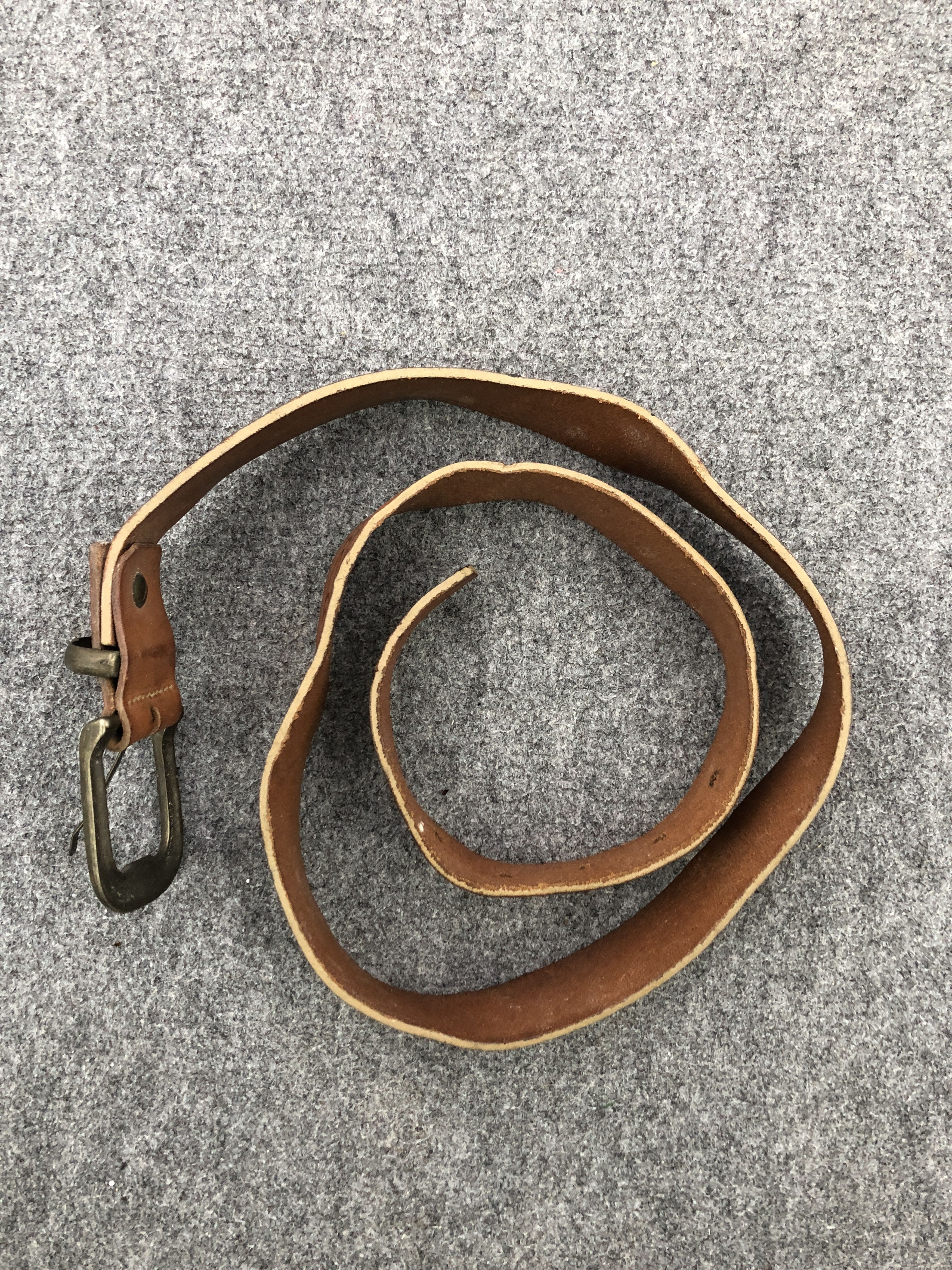Genuine Leather × Vintage Vintage Handmade Leather Belt B0038 Size ONE SIZE - 6 Thumbnail
