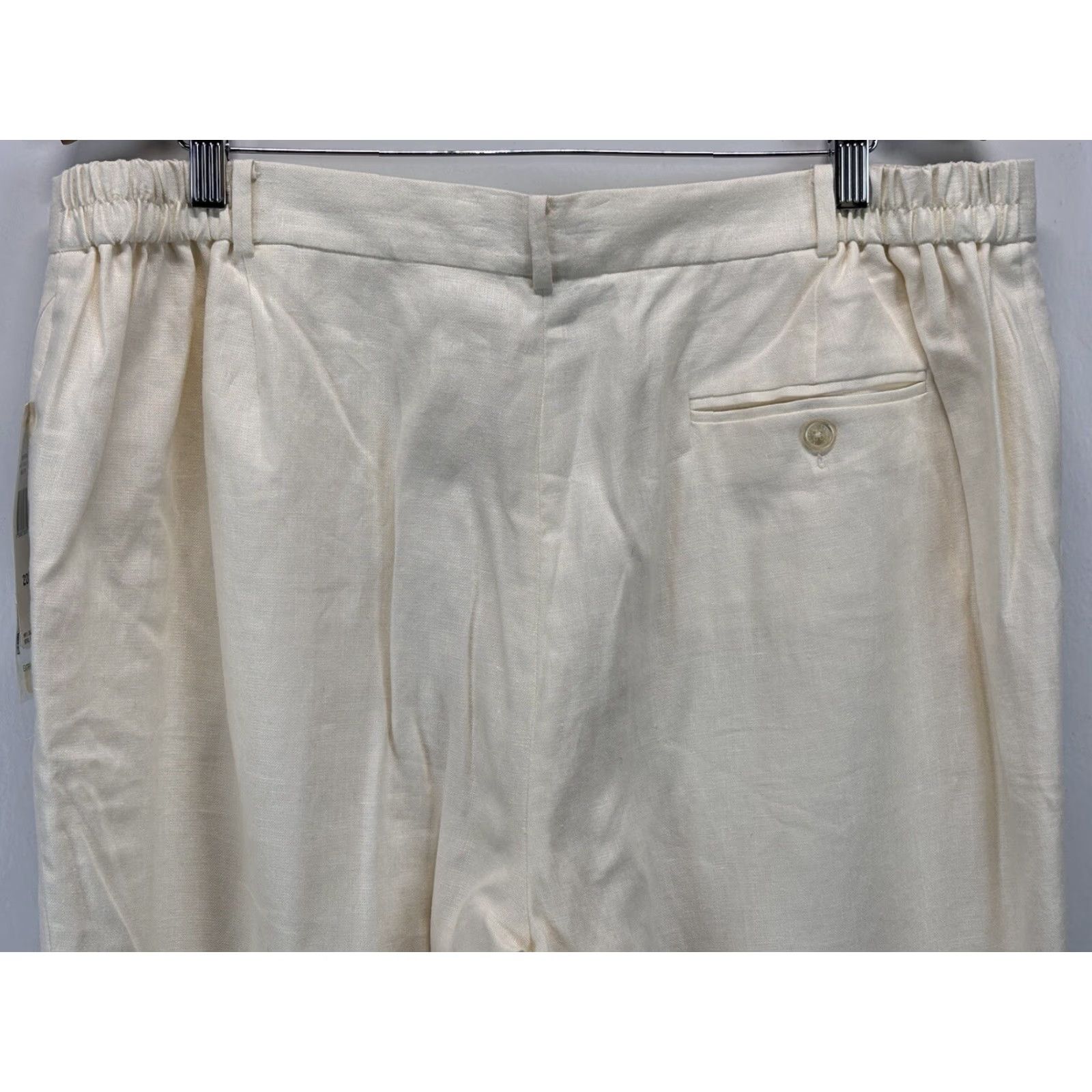 Ralph Lauren VINTAGE Lauren Ralph Lauren Linen Pants Women Plus 20W Ivory Flat Front Beach Dress Slacks Size 42" / US 20 - 4 Thumbnail