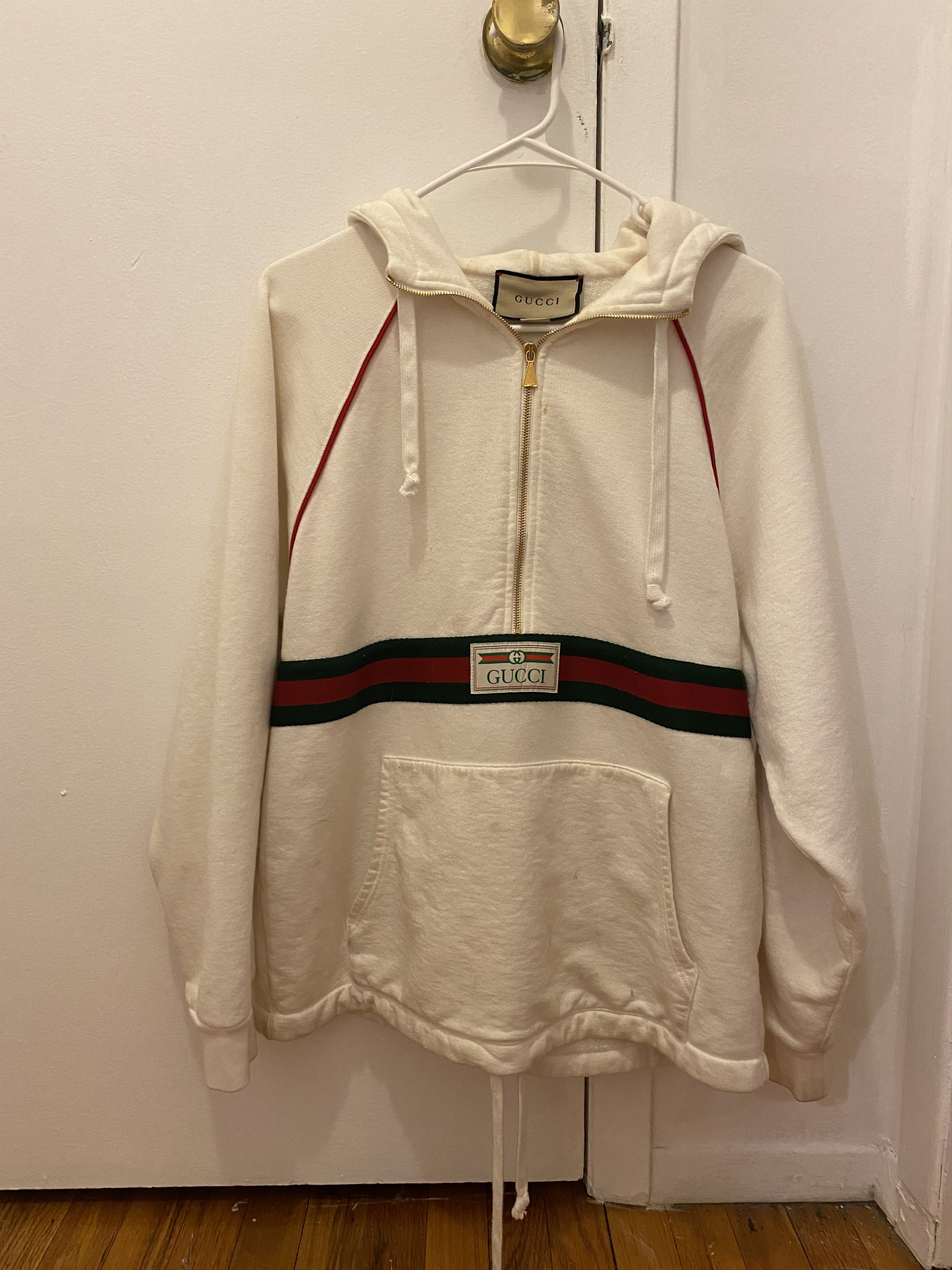 Image of Gucci Logo Hoodie in White, Men's (Size XS)