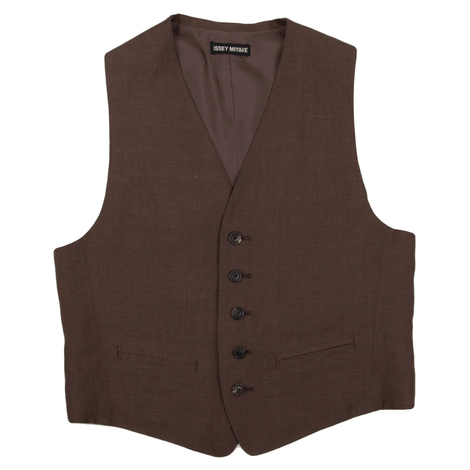 Issey Miyake Linen Silk Vest in Brown, Size L Size US L / EU 52-54 / 3 - 1 Thumbnail