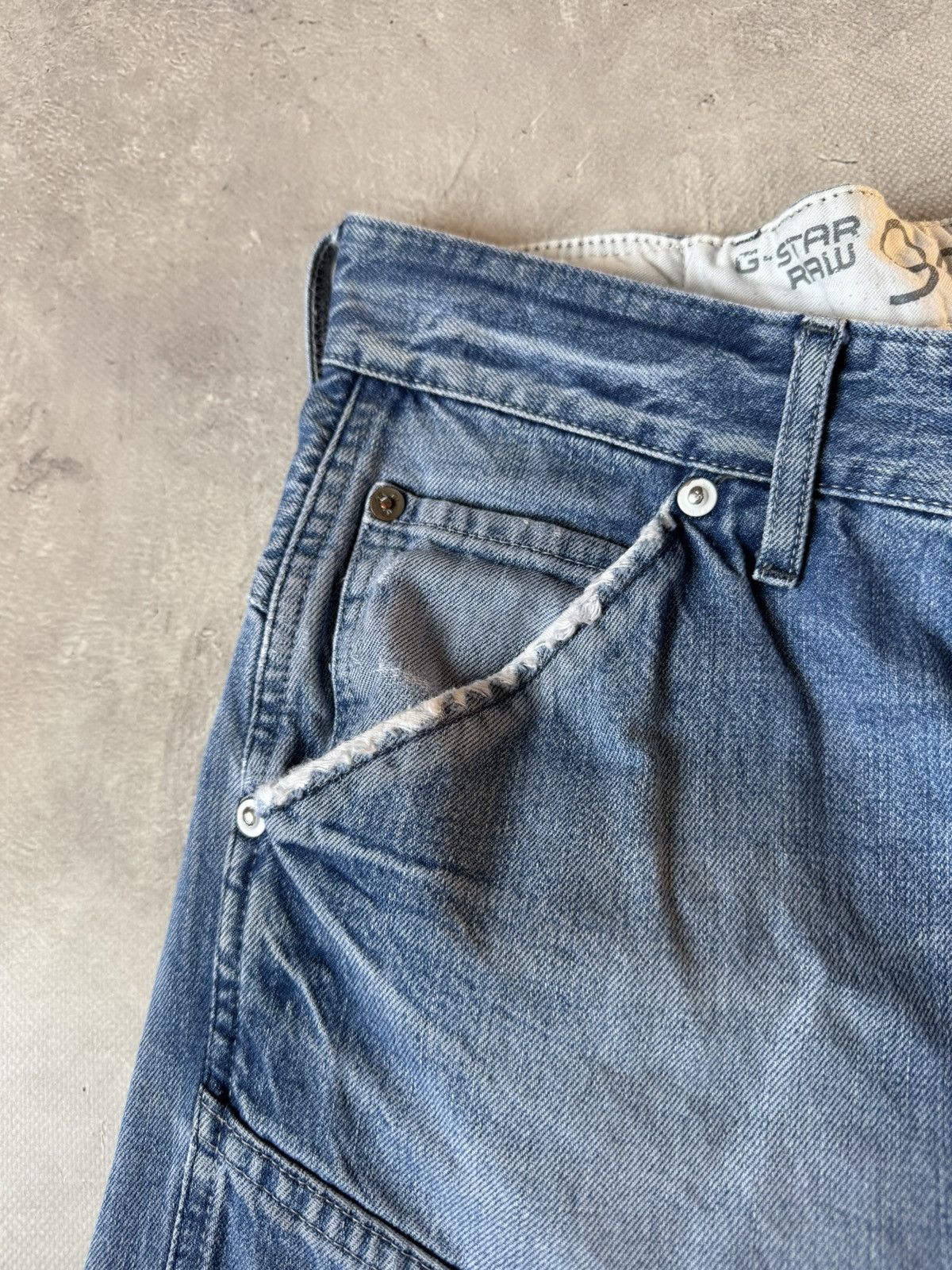 G-Star Vintage G-Star Raw Elwood Buckleback Distressed Jeans Size US 30 / EU 46 - 14 Thumbnail