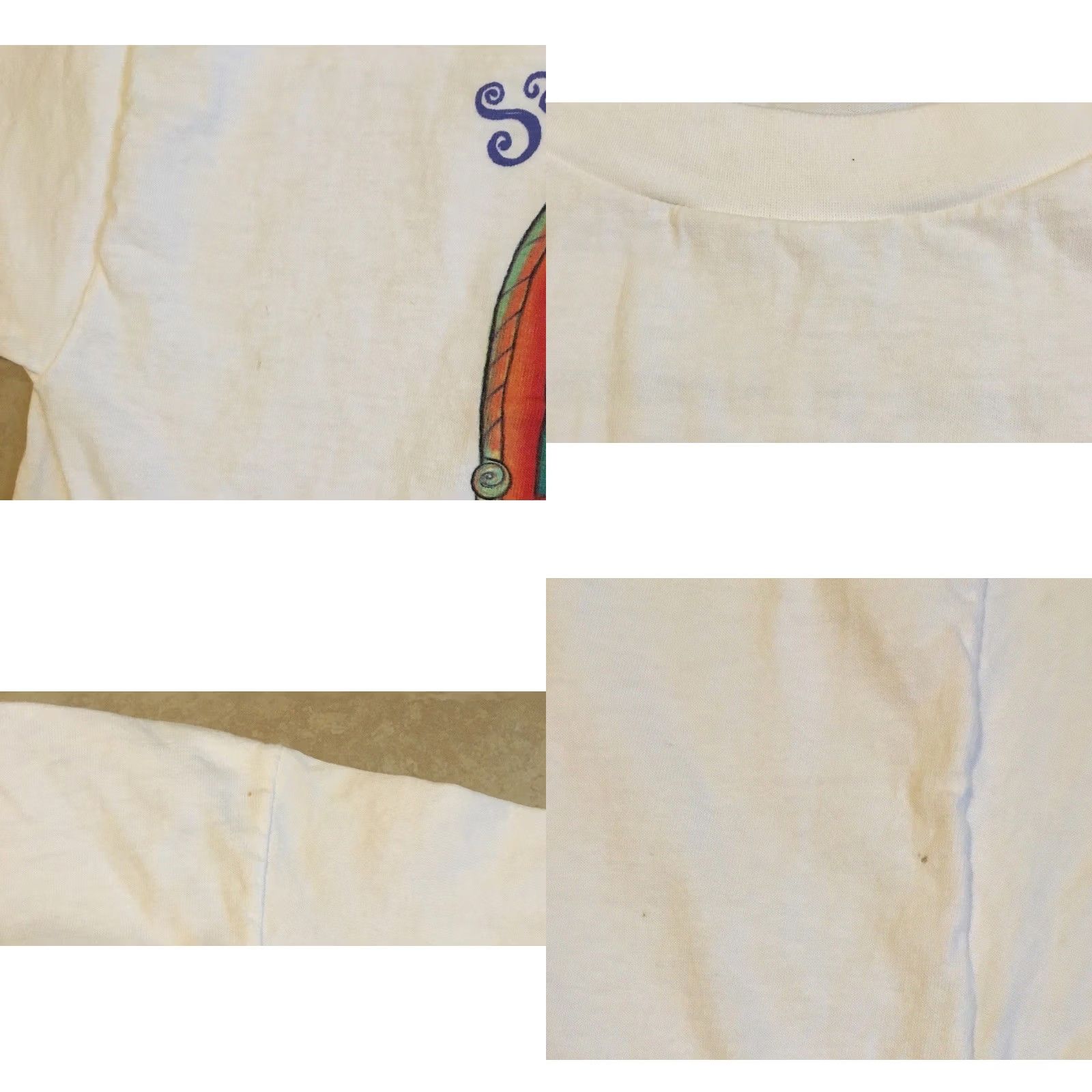 BMW VINTAGE San Francisco Examiner Faded Abstract Art Shirt XL 90s Cowboy Grunge White Mens T-Shirt Size US XL / EU 56 / 4 - 8 Thumbnail