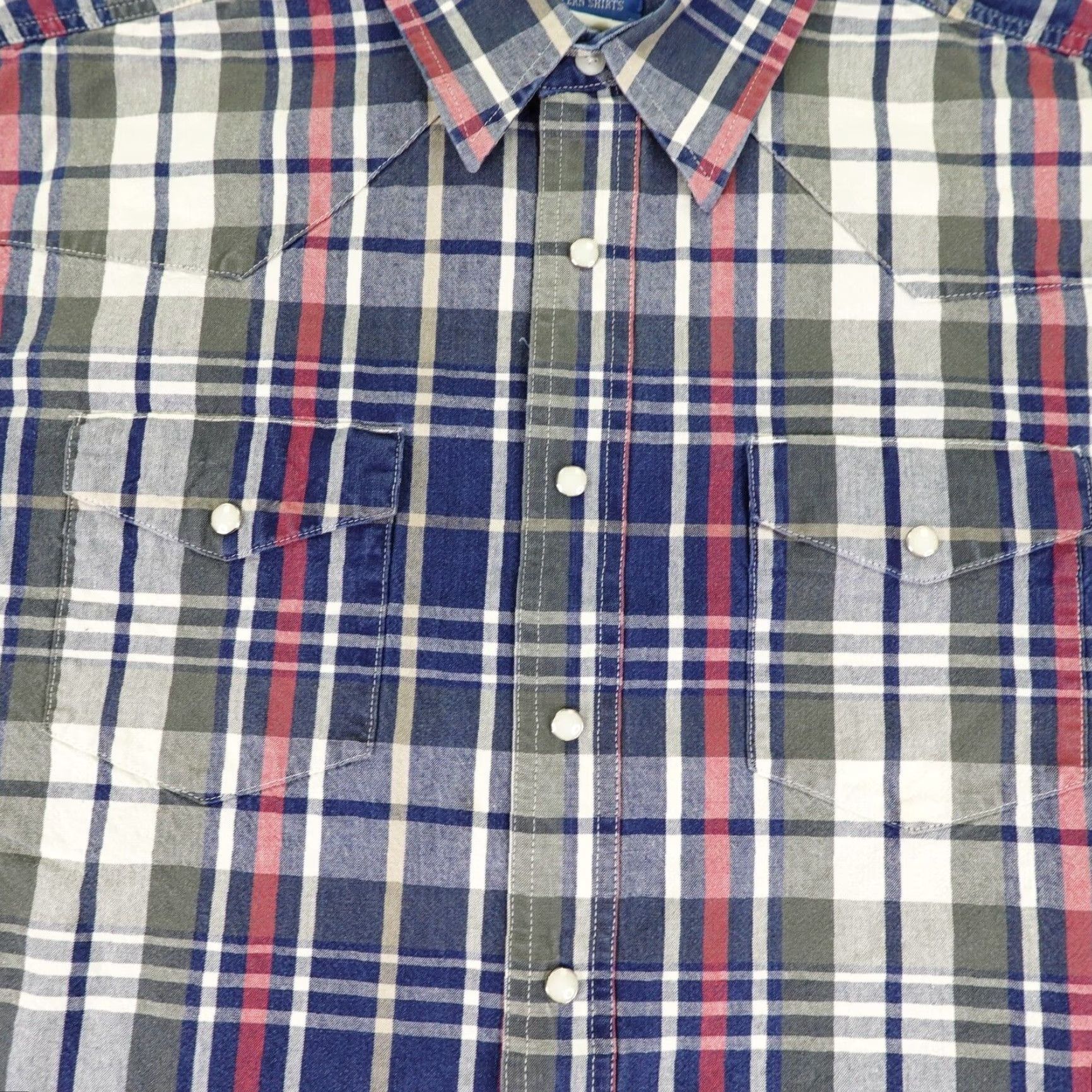 Wrangler VINTAGE Wrangler Men's Shirt XL Blue White Red Plaid Western Western Cowboy Outdoor Casual Workwear Button-Up Twill Size US XL / EU 56 / 4 - 4 Thumbnail