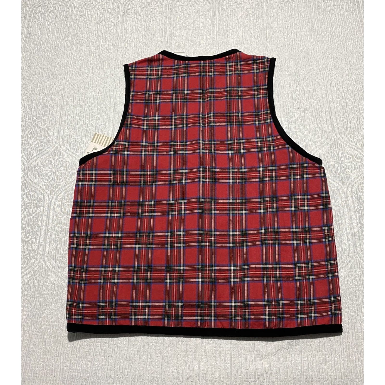 Vintage Casey & Max Vest Womens Medium Red Plaid Patchwork Hand Embroidered Christmas Size M / US 6-8 / IT 42-44 - 5 Thumbnail