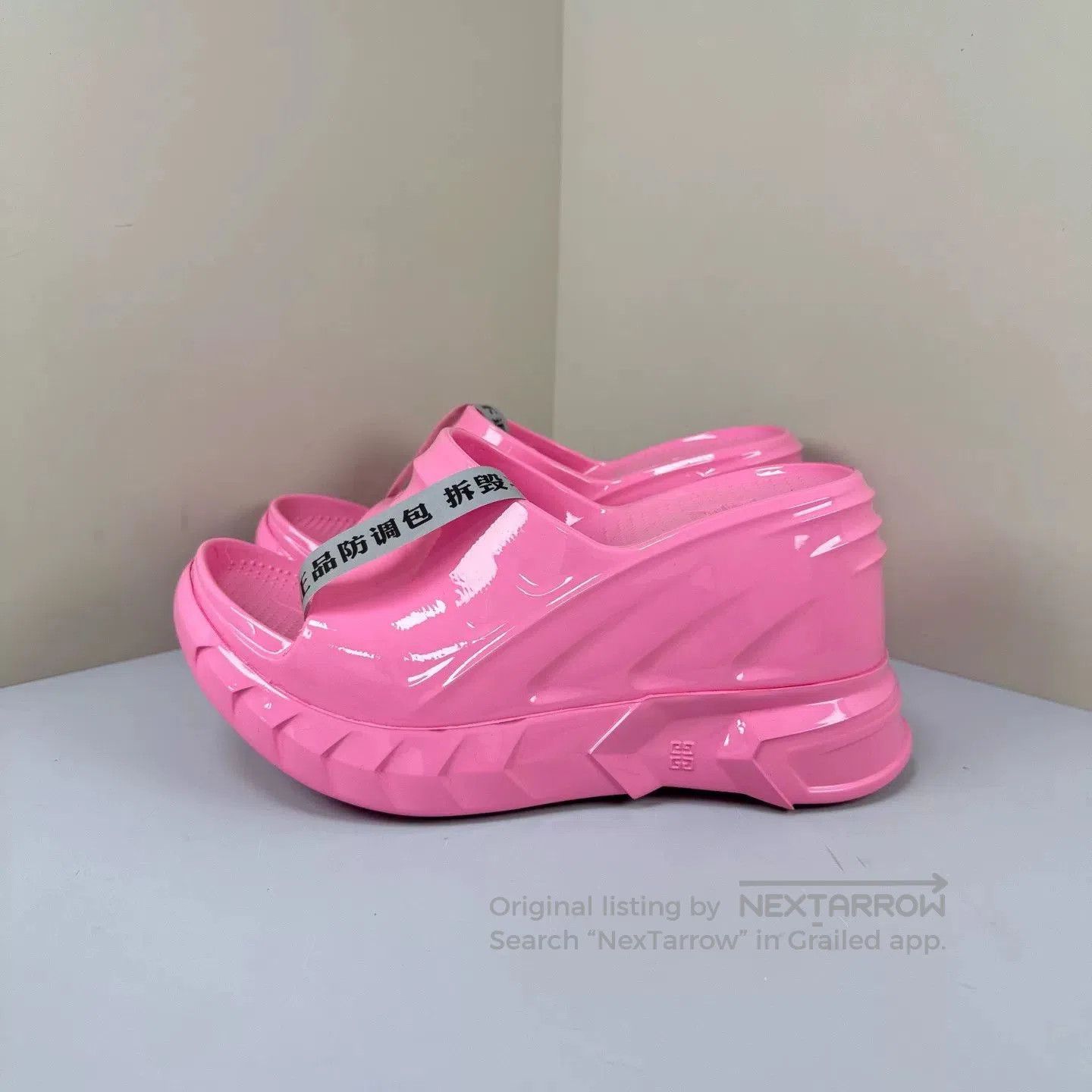 Givenchy Givenchy Pink Patent Leather Platform Wedge Sandals. Size US 7 / IT 37 - 2 Thumbnail