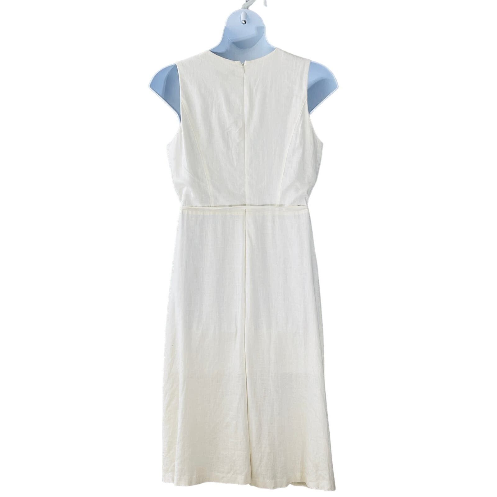 DKNY DKNY Linen Blend Faux Wrap Midi Dress with Tie Belt Size 12 Size XL / US 12-14 / IT 48-50 - 3 Thumbnail