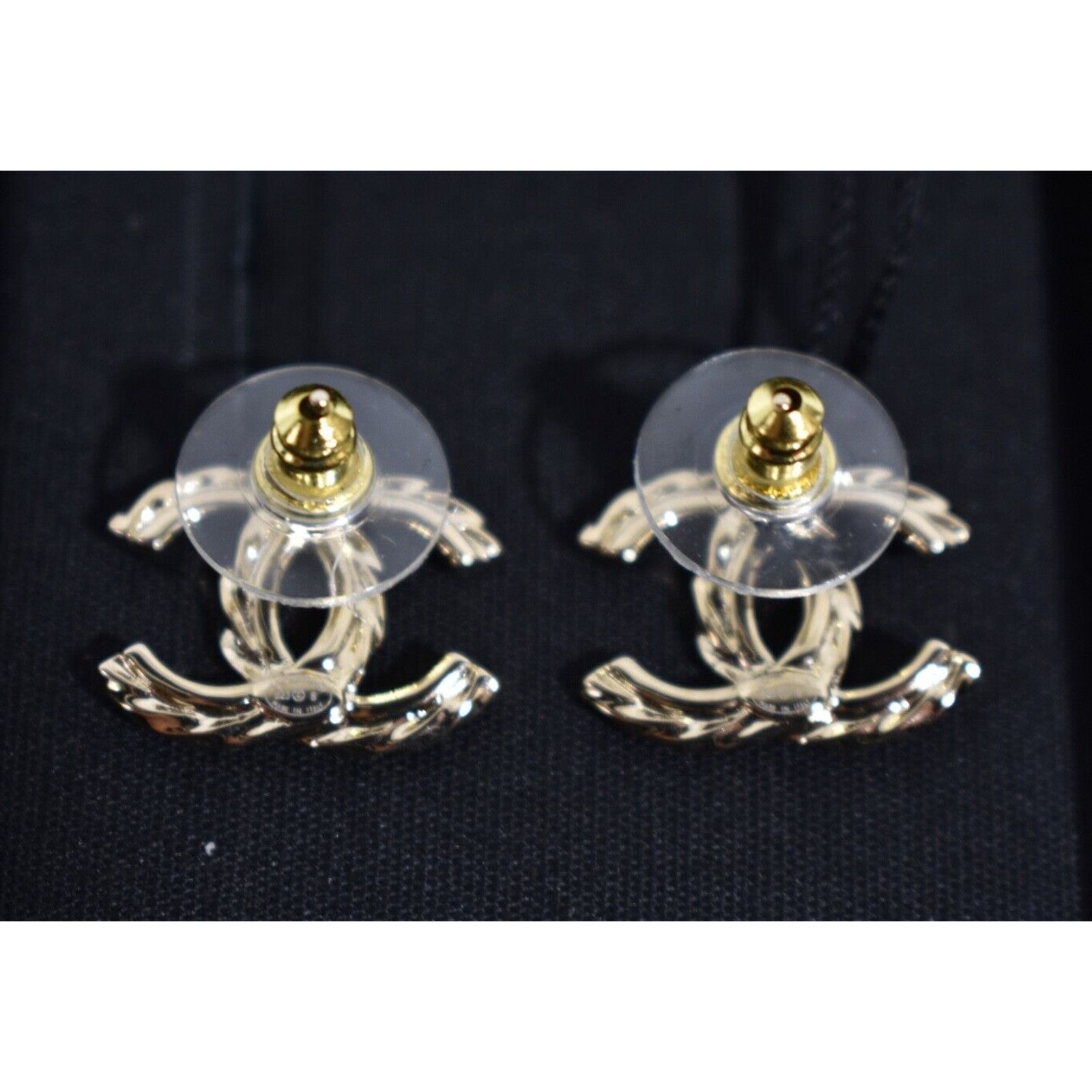 Chanel Chanel 23B Gold Crystal Interlocking Statement Stud Earrings Size ONE SIZE - 10 Thumbnail