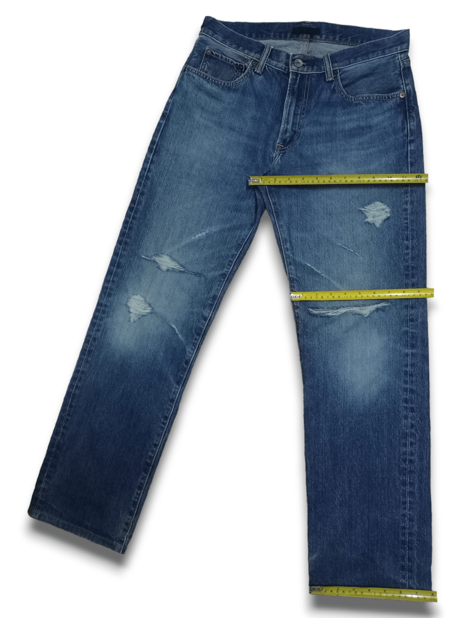 Japanese Brand Vintage Japanese Uniqlo Blue Wash Distressed Loose Jeans Size US 31 - 10 Thumbnail